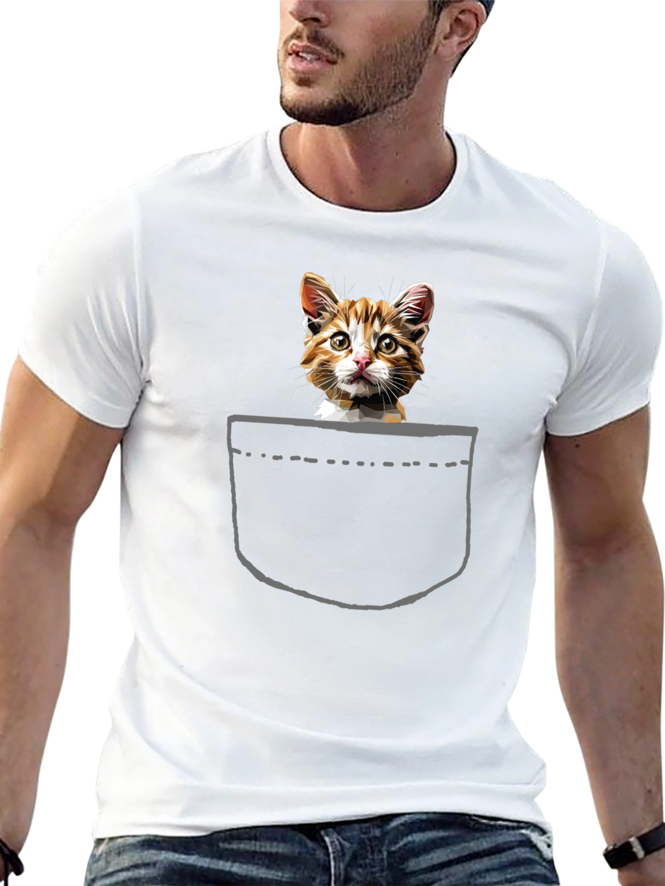 Kitten Pocket T-Shirt - Cute Cat Tee