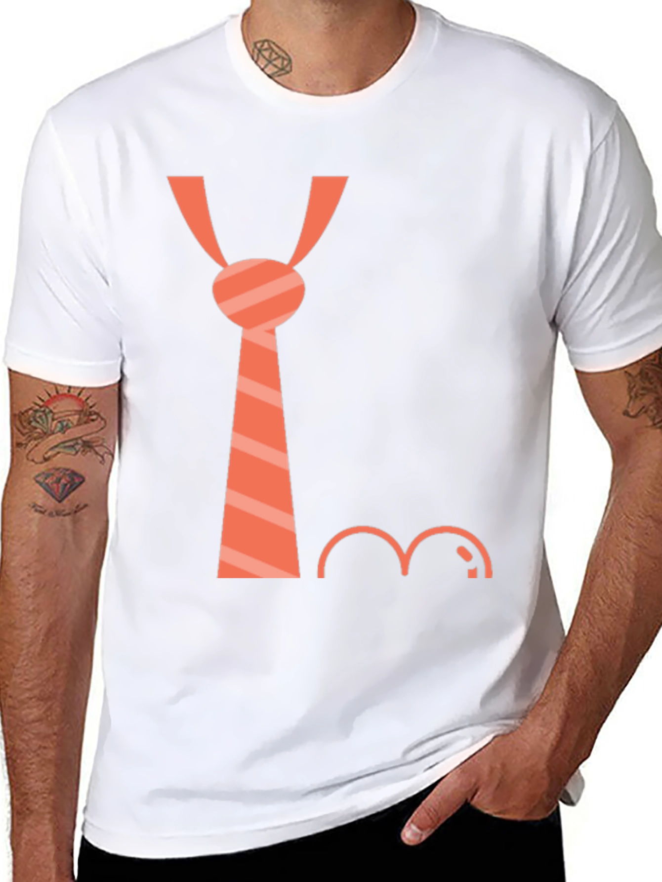 Funny Tie and Mustache Graphic Tee - Casual Style