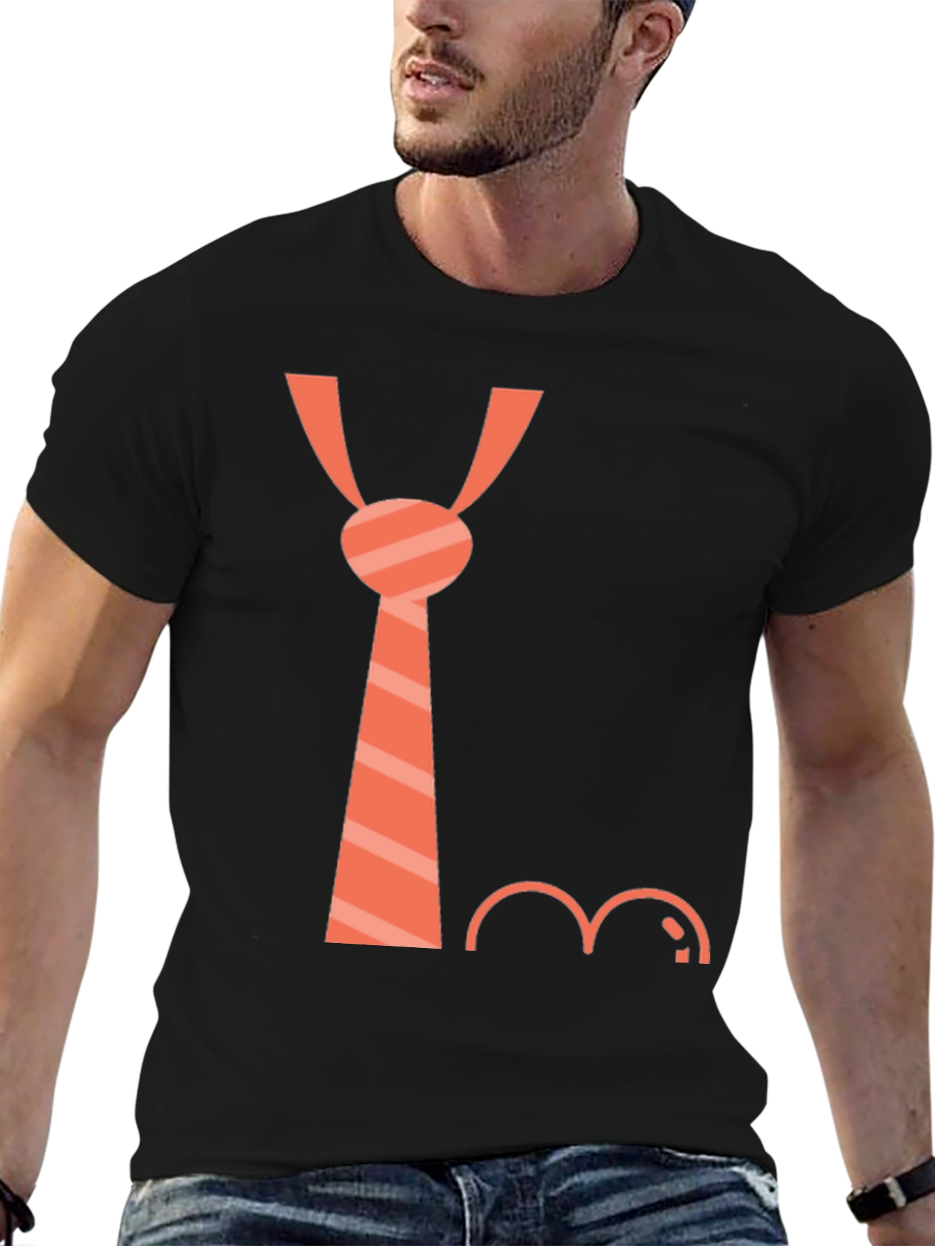 Funny Tie and Mustache Graphic Tee - Casual Style