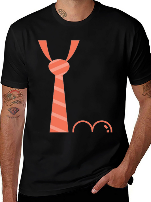 Funny Tie and Mustache Graphic Tee - Casual Style