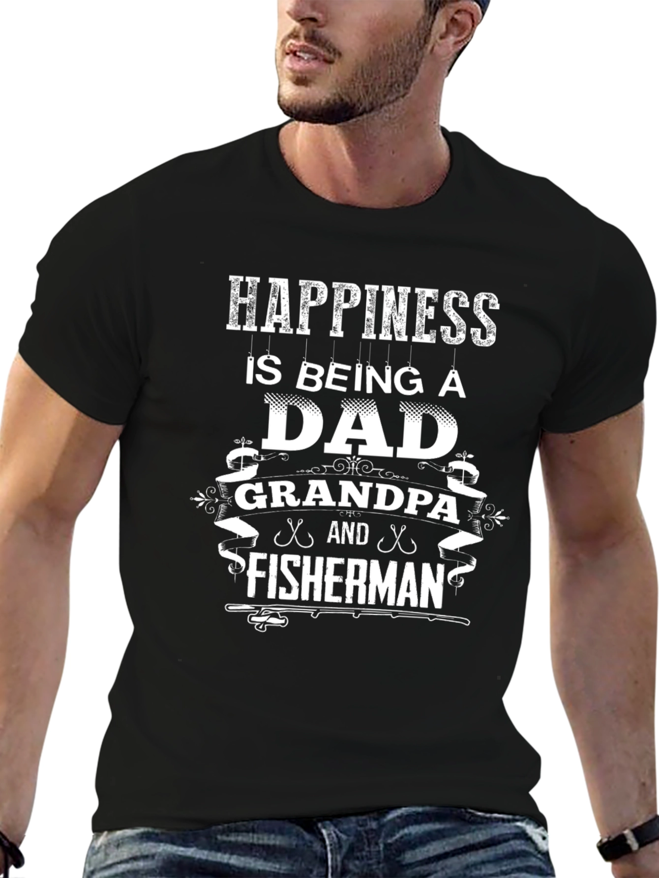 Happiness Dad Grandpa Fisherman T-Shirt