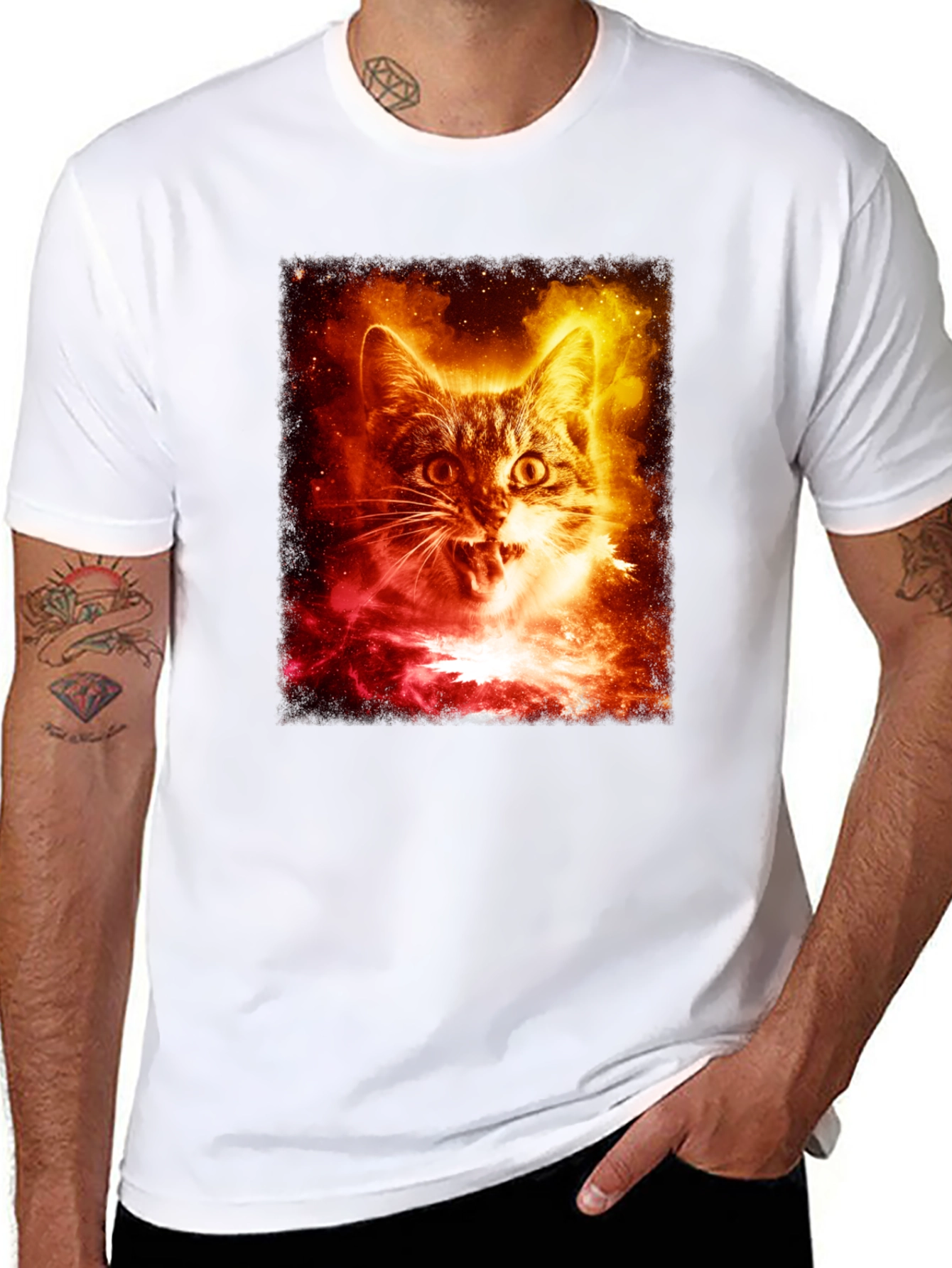 Galaxy Cat Graphic Tee - Unisex Black T-Shirt