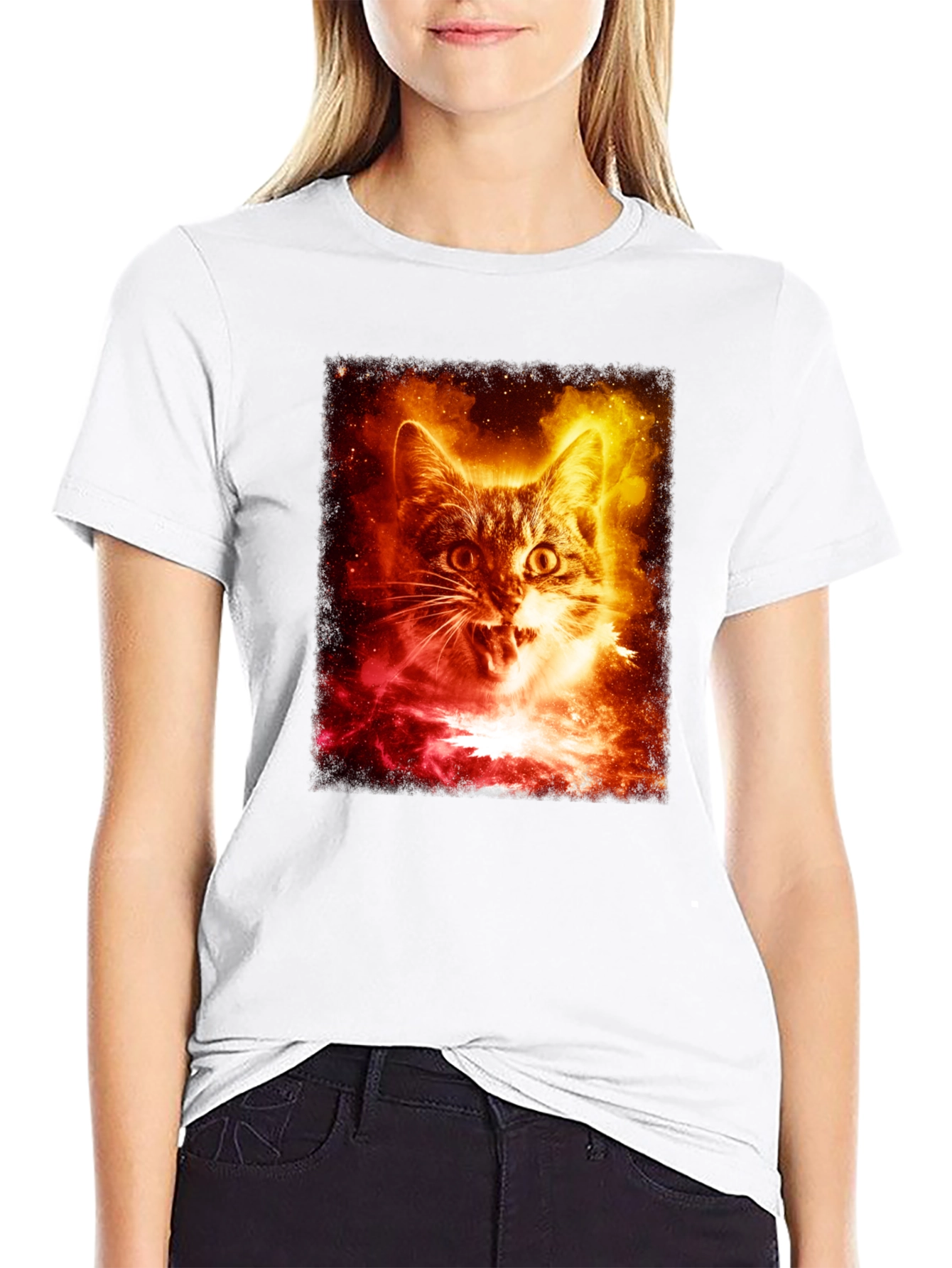 Galaxy Cat Graphic Tee - Unisex Black T-Shirt