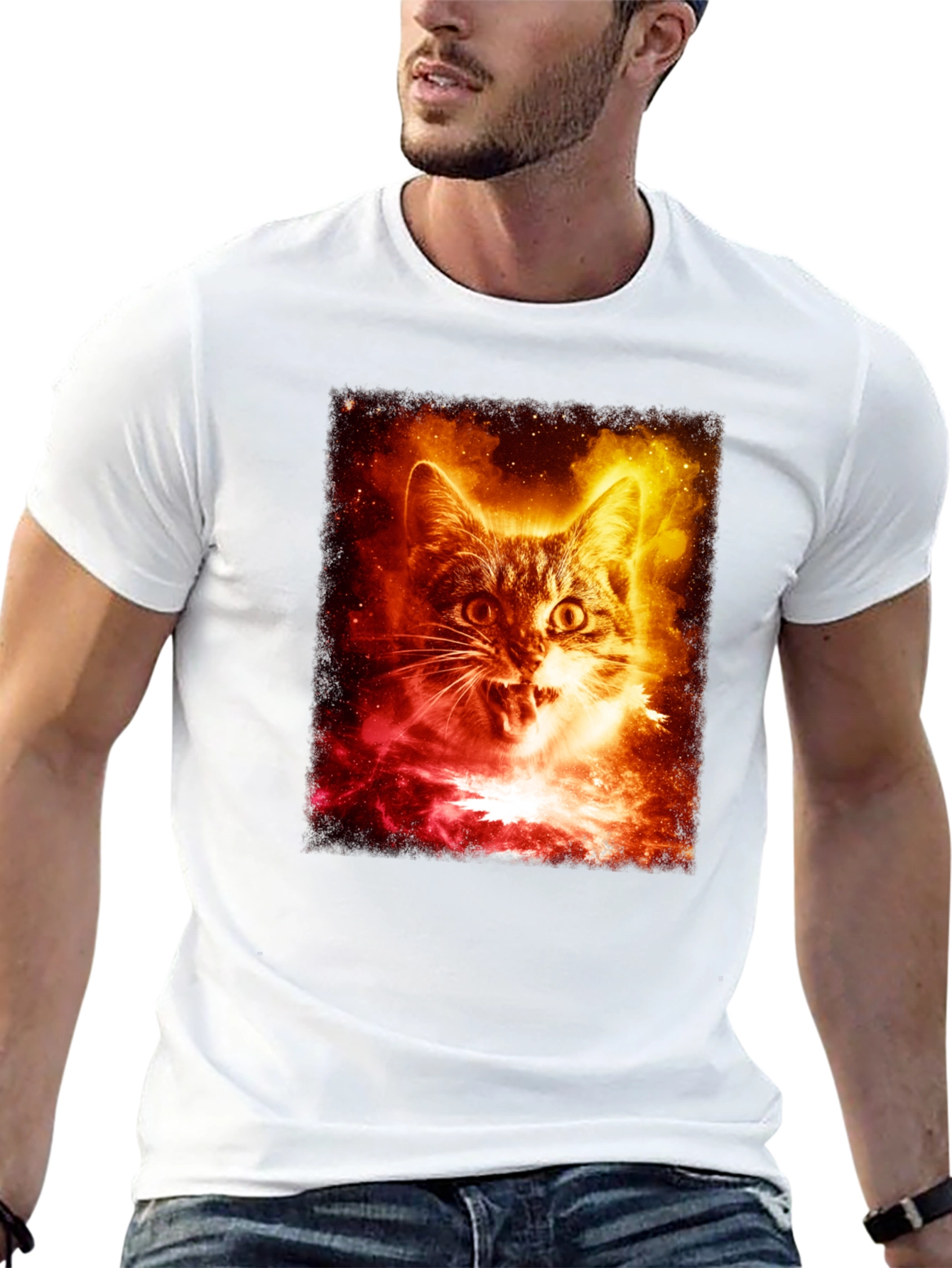 Galaxy Cat Graphic Tee - Unisex Black T-Shirt