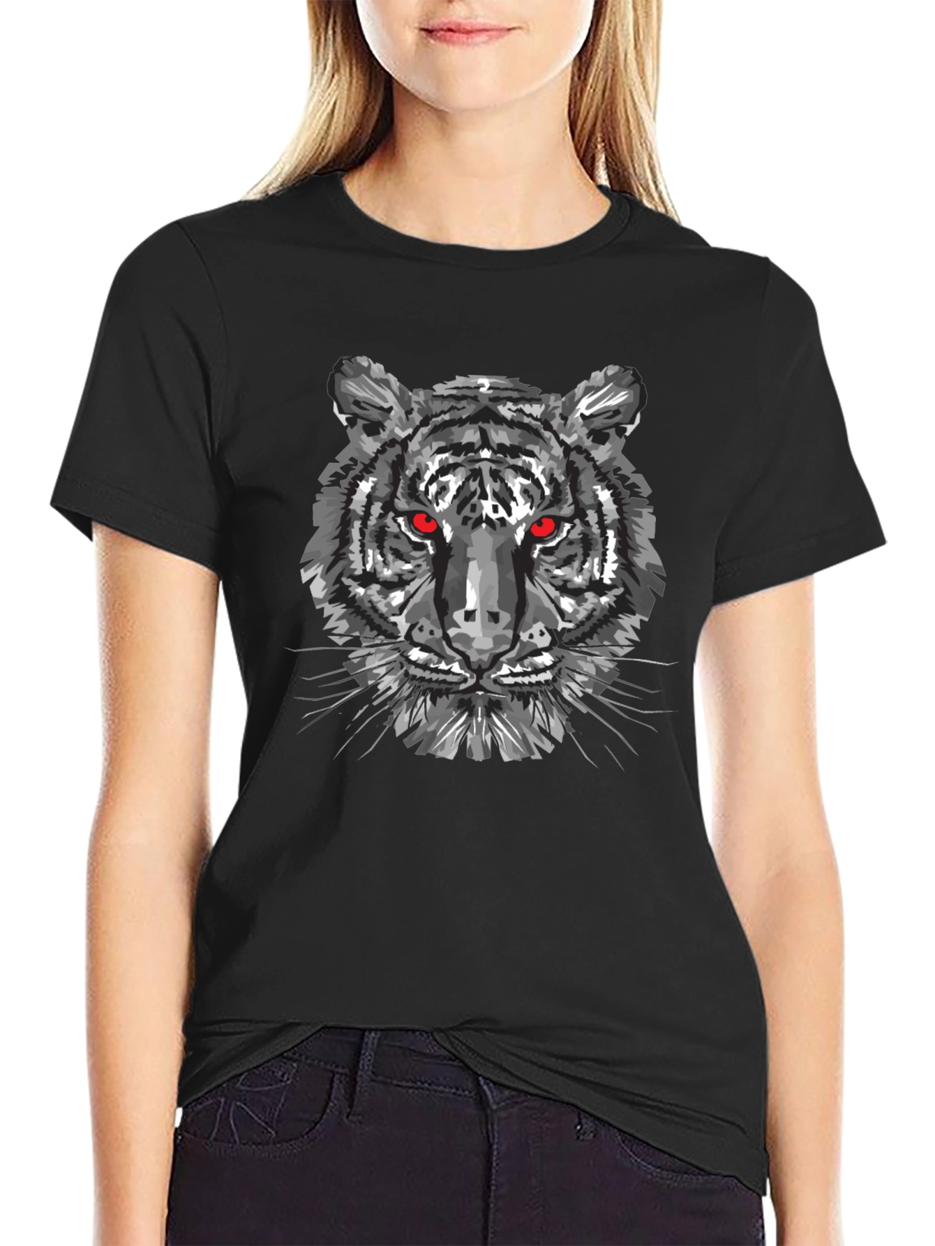 Black Tiger Graphic Tee - Mens Crew Neck T-Shirt