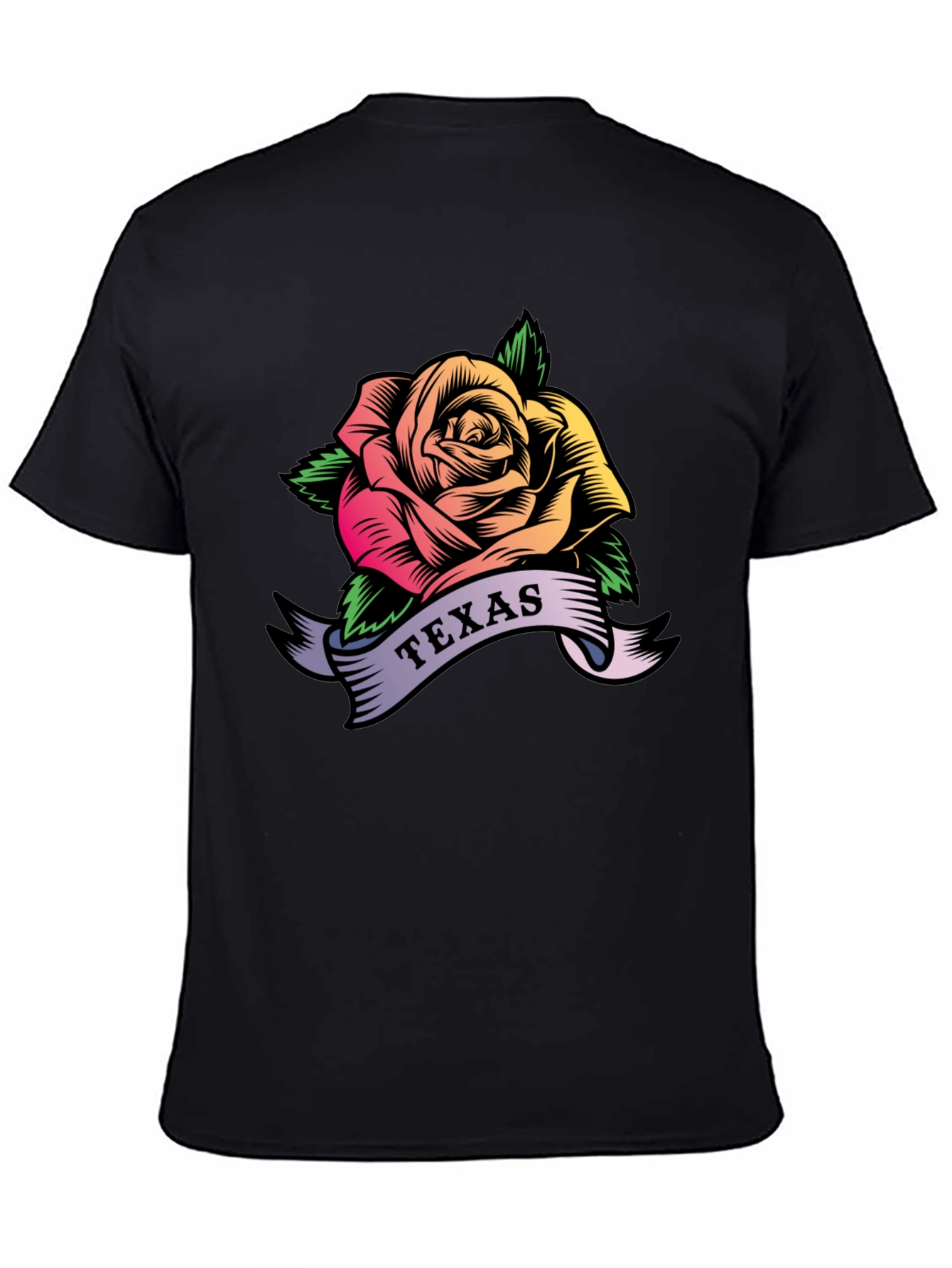 Texas Rose Graphic T-Shirt - Mens Black Tee
