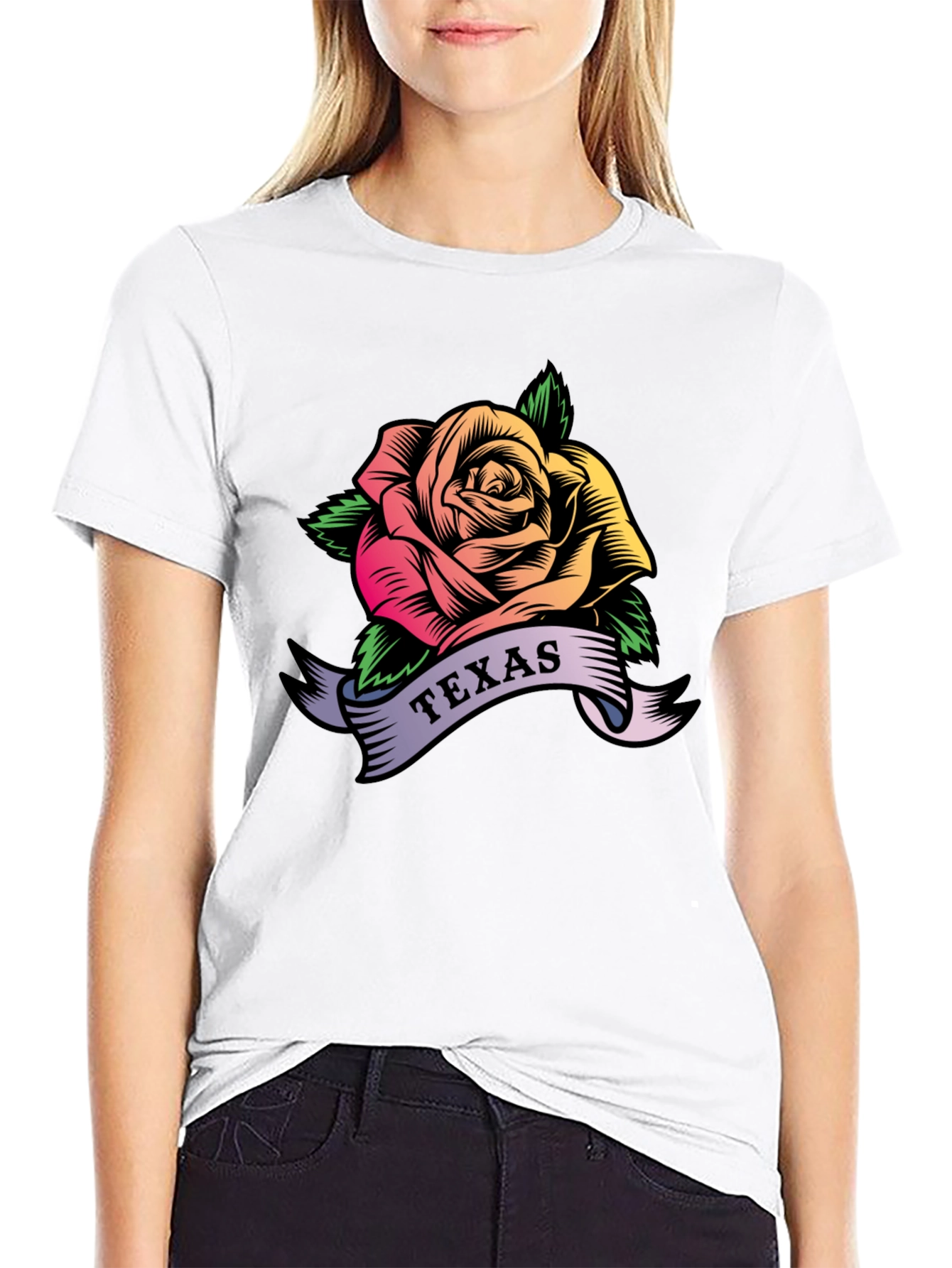 Texas Rose Graphic T-Shirt - Mens Black Tee