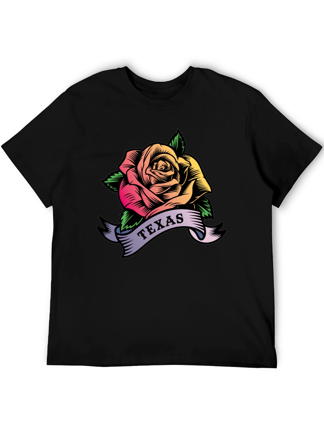 Texas Rose Graphic T-Shirt - Mens Black Tee