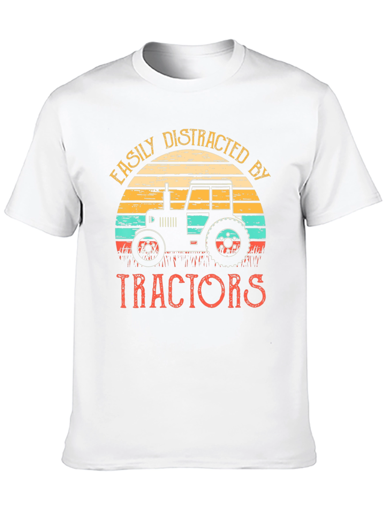 Easily Distracted By Tractors Black T-Shirt