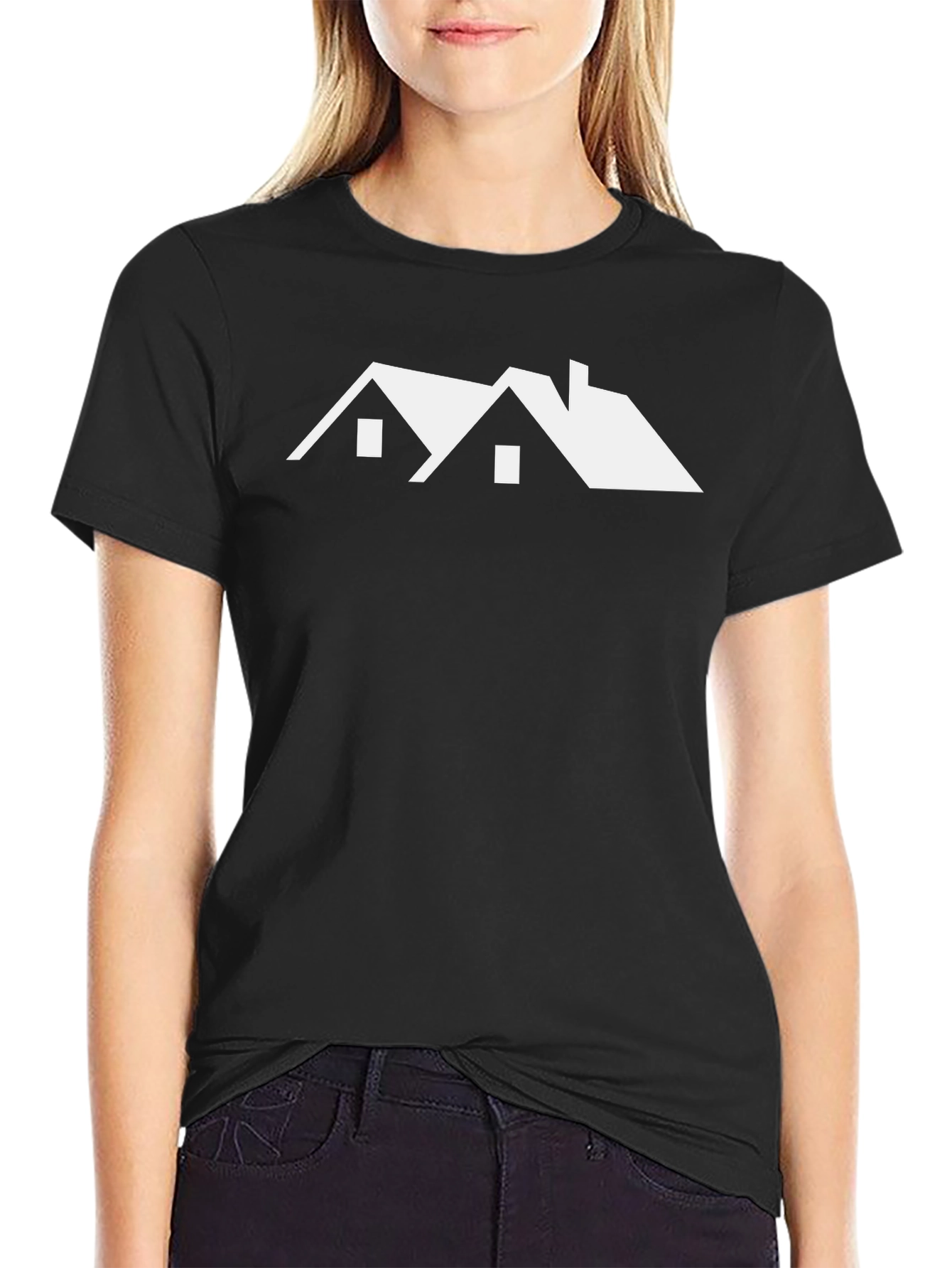 Modern House Graphic Tee - Black Short Sleeve