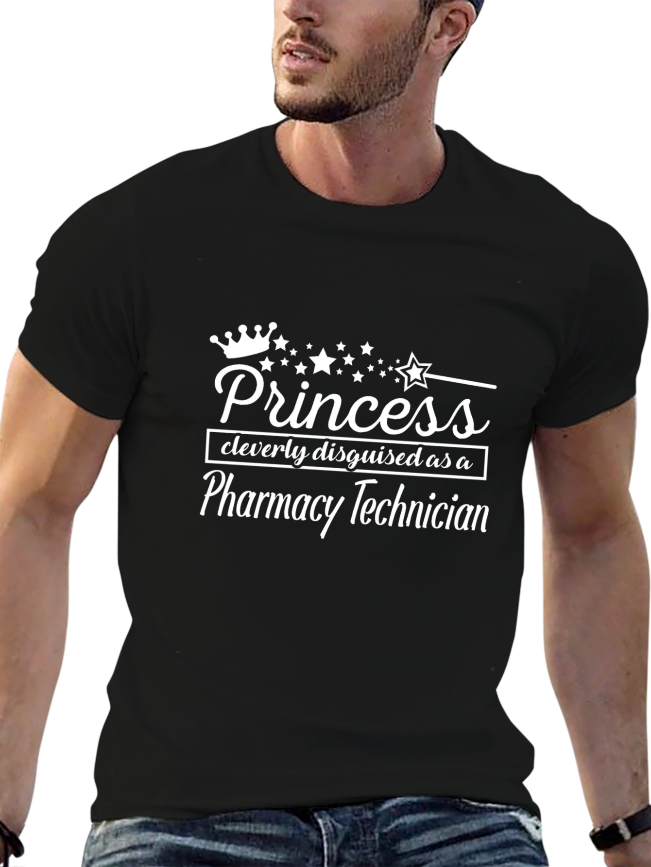 Princess Disguised as Pharmacy Technician Black T-Shirt