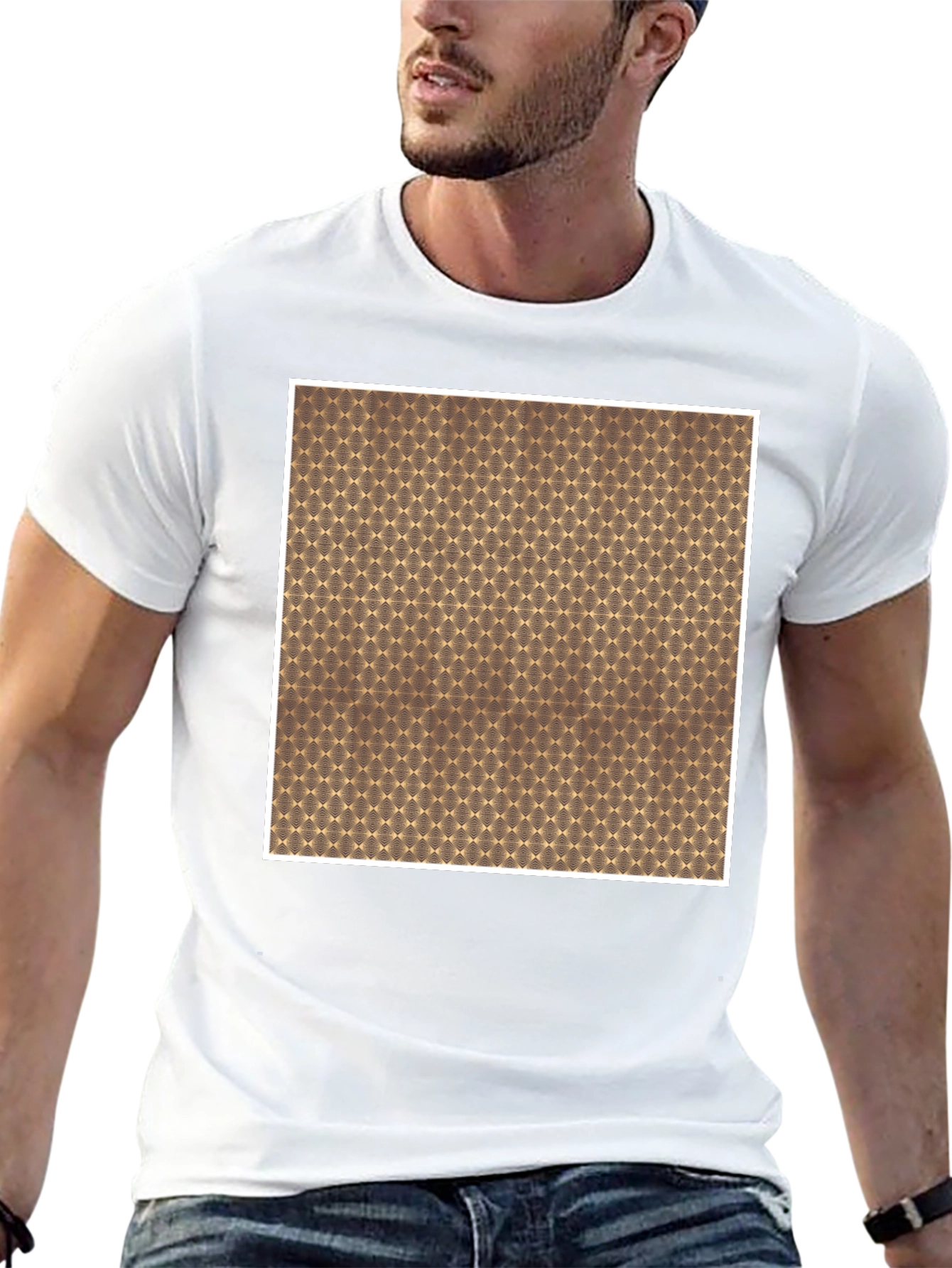 Geometric Patterned Crew Neck Tee