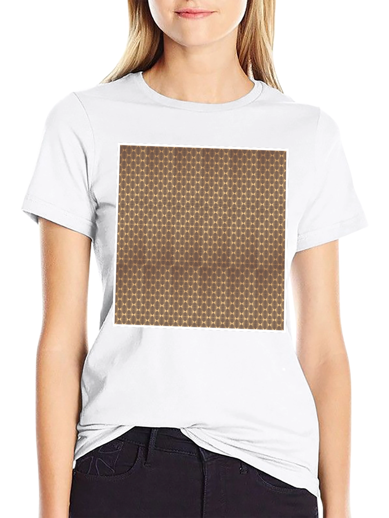Geometric Patterned Crew Neck Tee