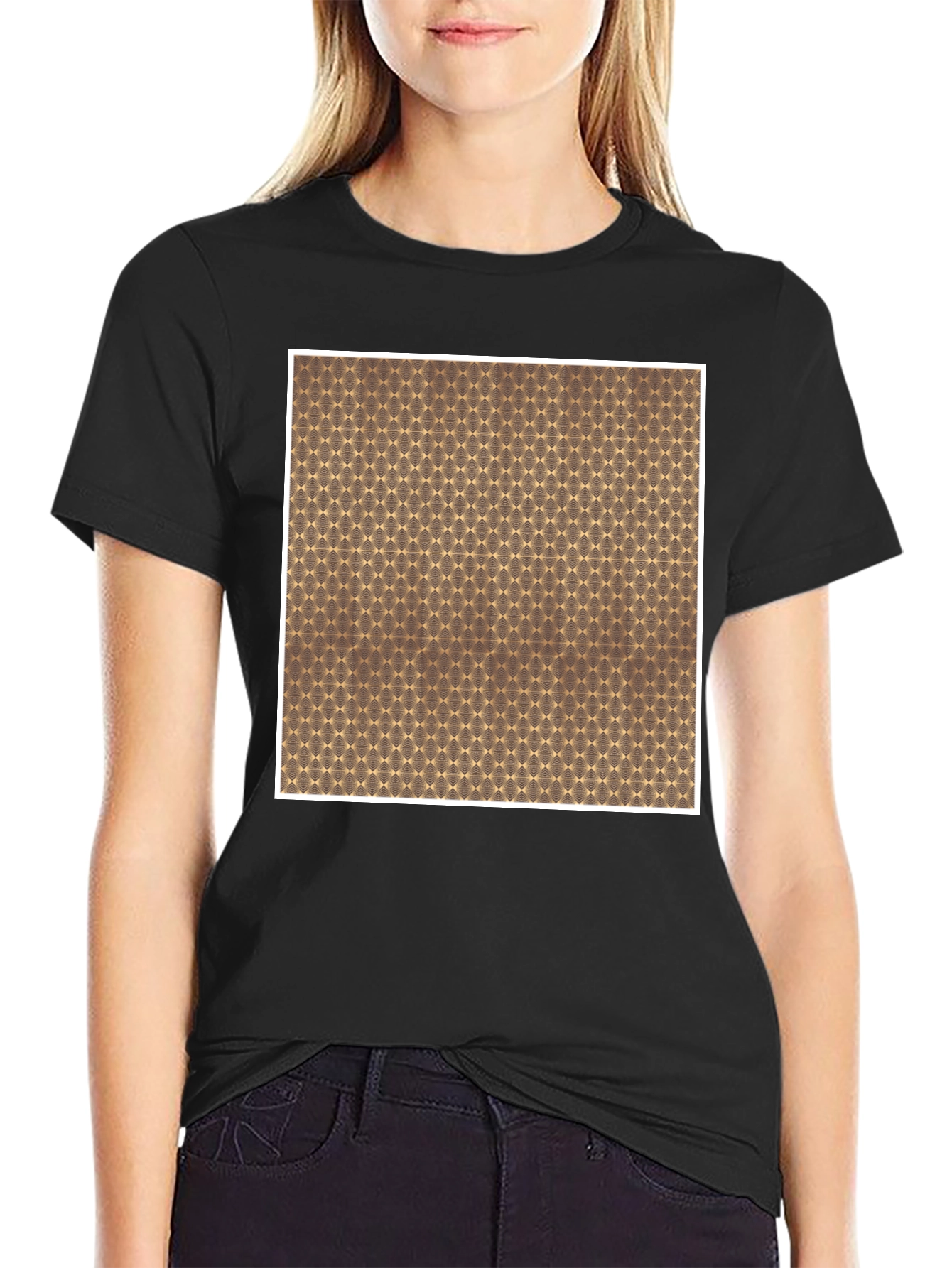 Geometric Patterned Crew Neck Tee