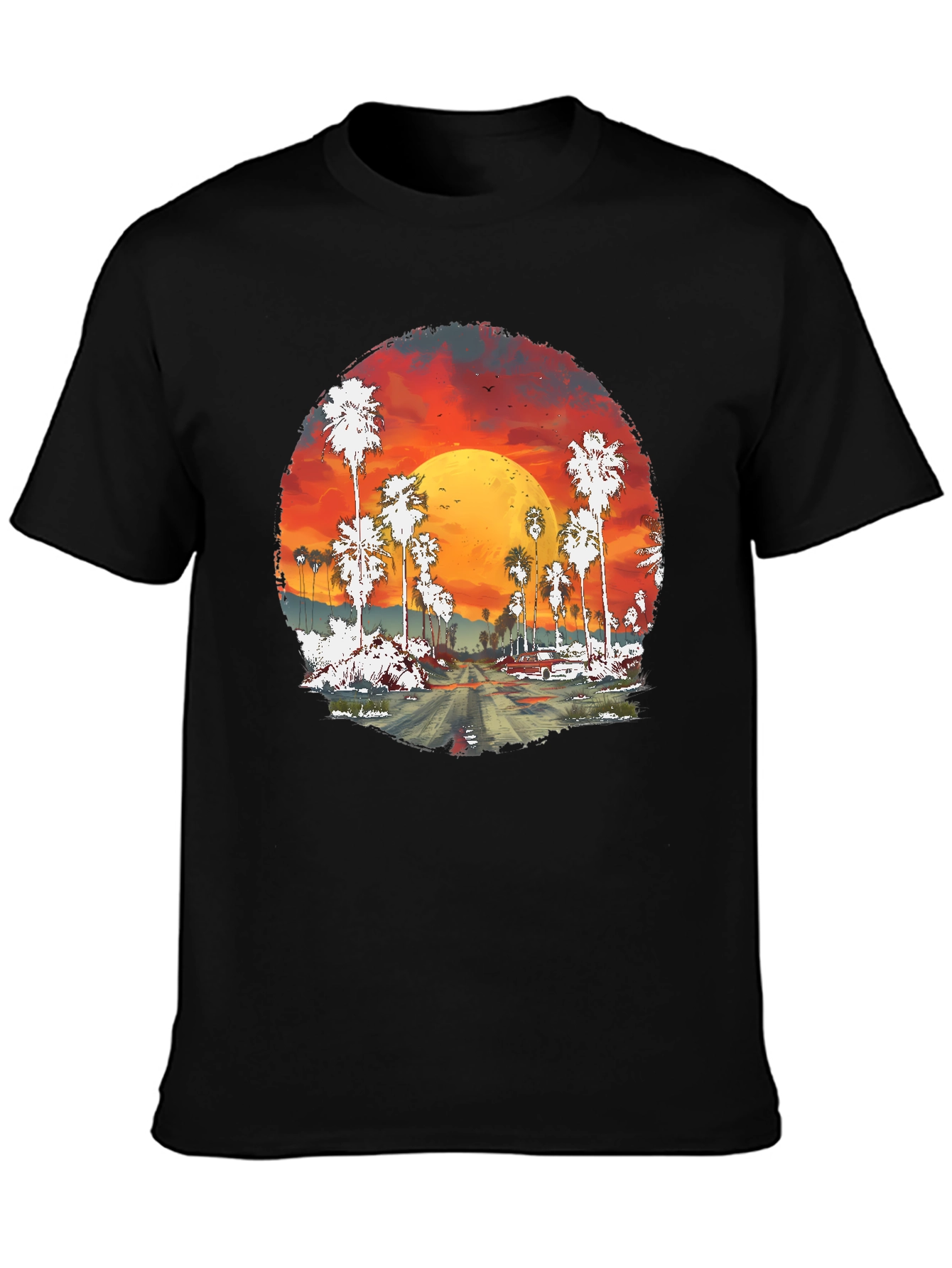 Sunset Palms Graphic Tee - Retro Style