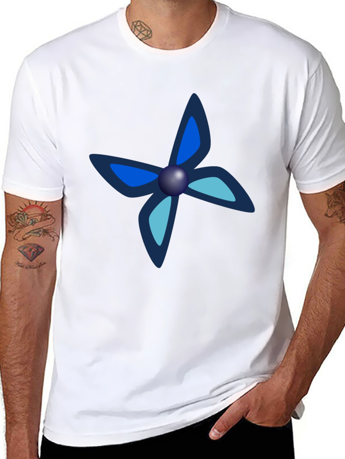 Blue Floral Graphic T-Shirt