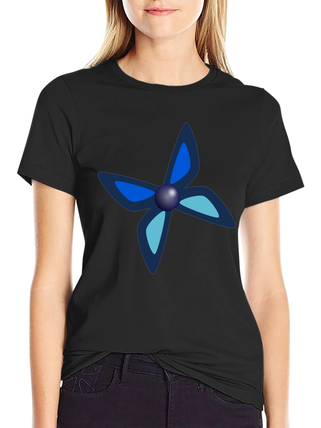 Blue Floral Graphic T-Shirt