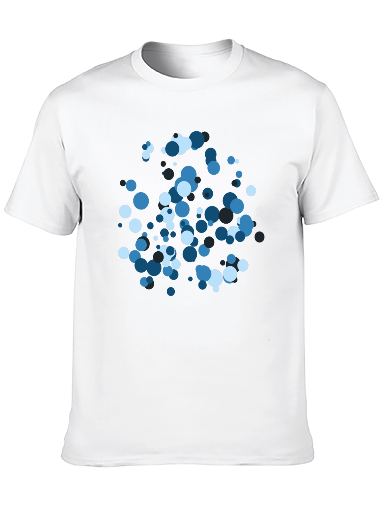 Cool Blue Circle Pattern Black T-Shirt