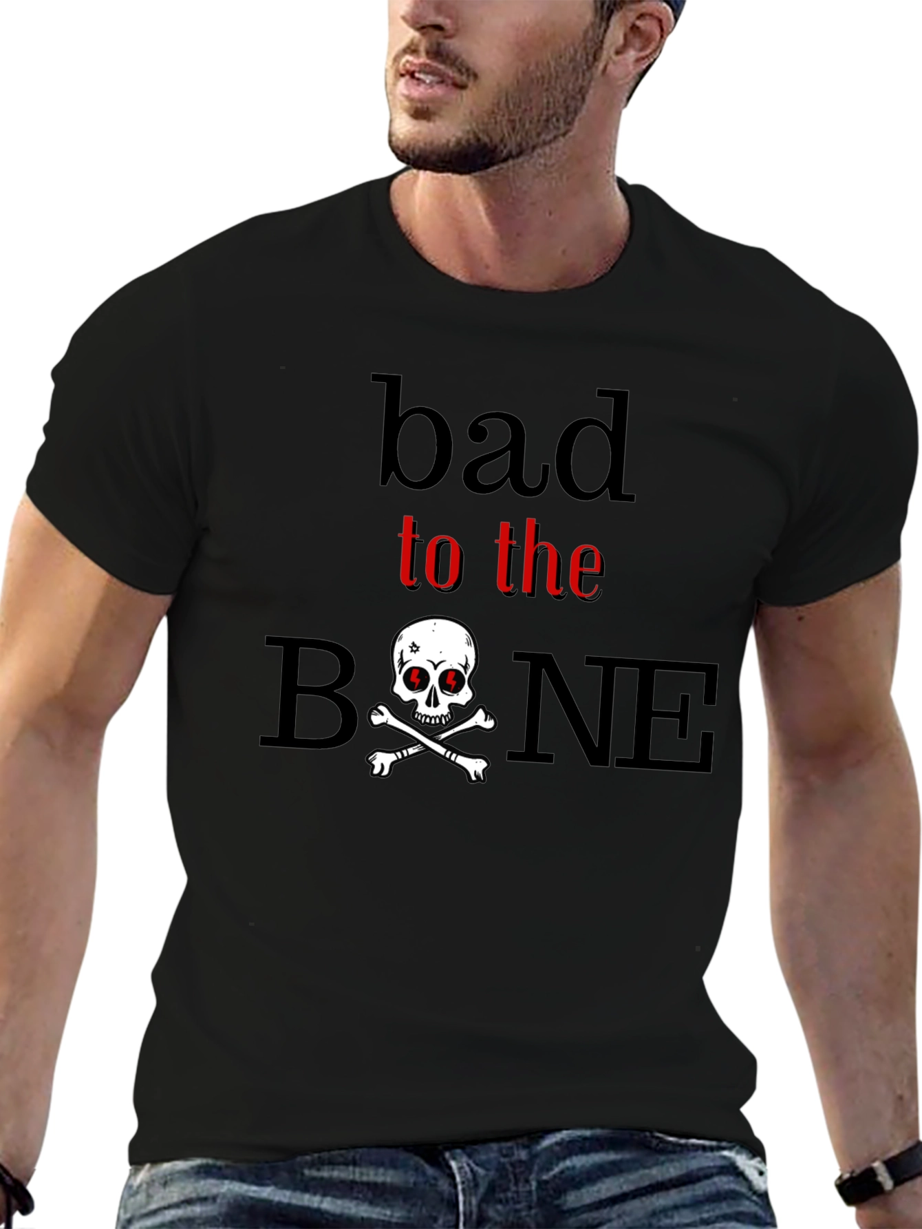 Bad to the Bone Skull Graphic T-Shirt