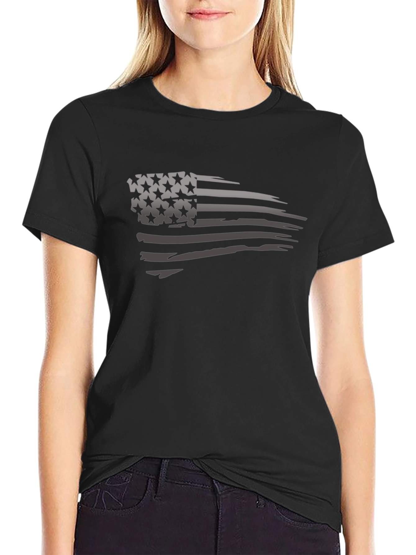Distressed American Flag Graphic T-Shirt