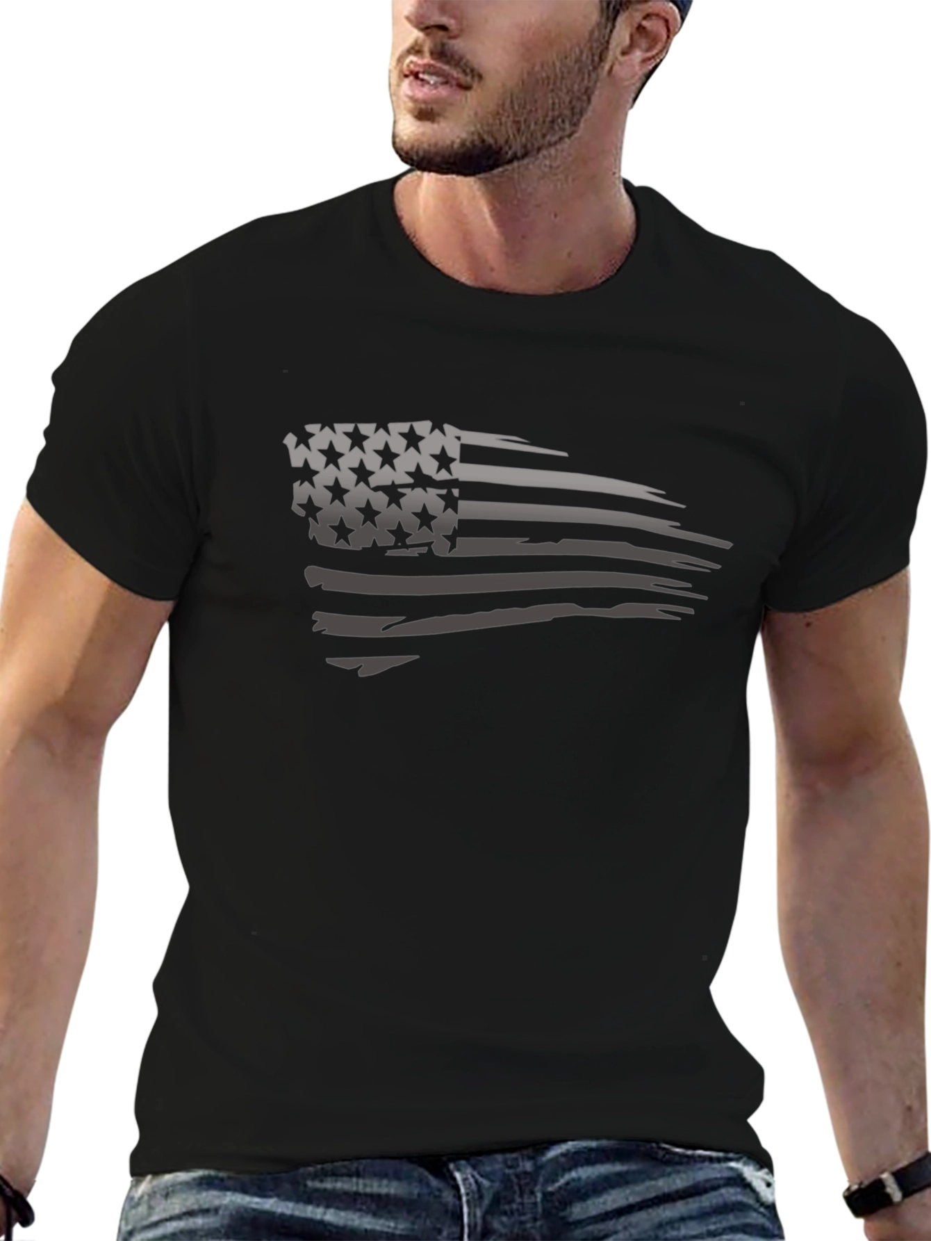 Distressed American Flag Graphic T-Shirt