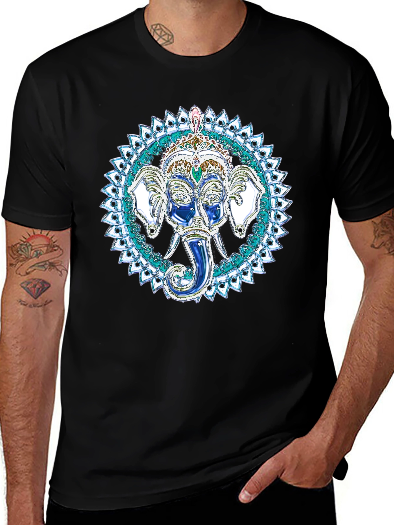 Ganesh Mandala Graphic Tee - Black