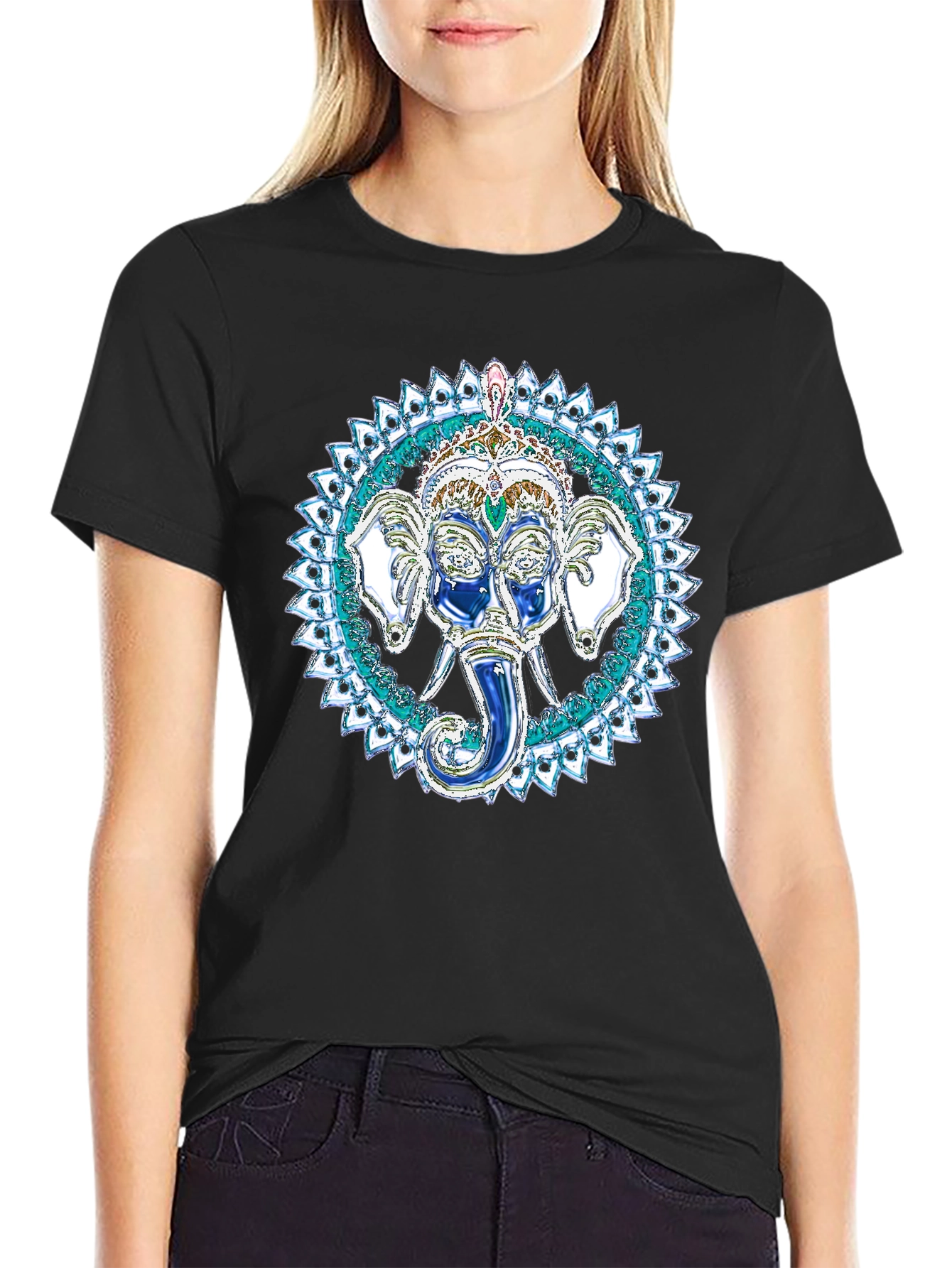Ganesh Mandala Graphic Tee - Black