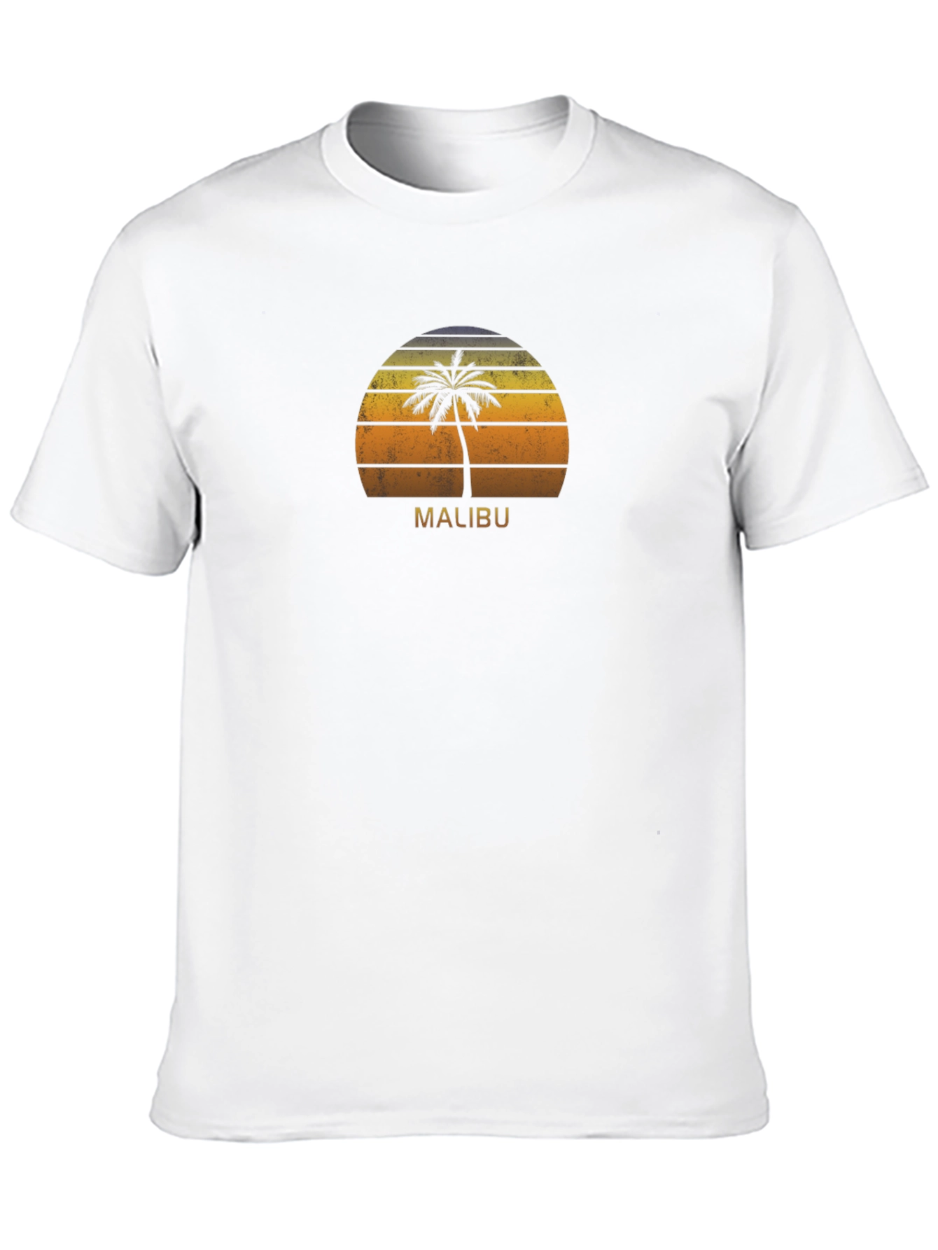 Malibu Palm Tree Sunset T-Shirt - Retro Beach Vibes