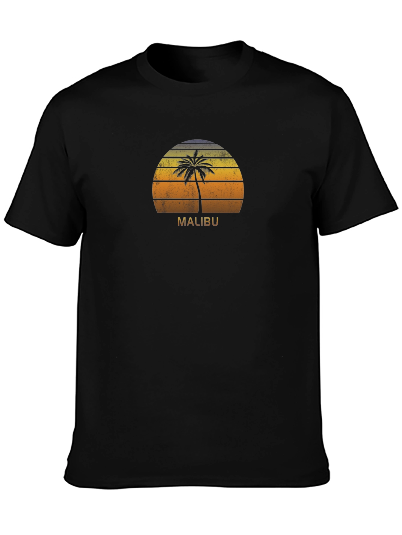 Malibu Palm Tree Sunset T-Shirt - Retro Beach Vibes