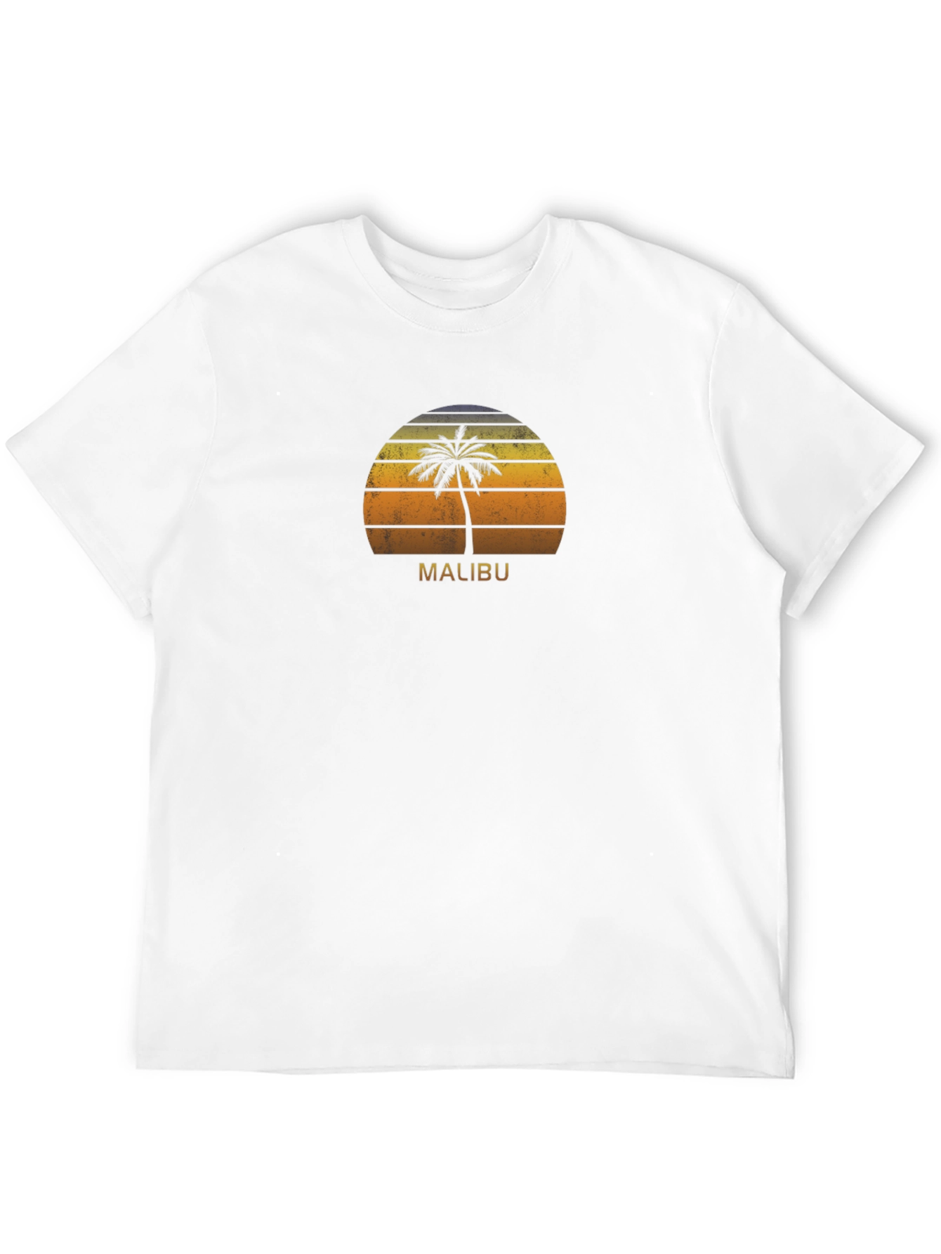 Malibu Palm Tree Sunset T-Shirt - Retro Beach Vibes