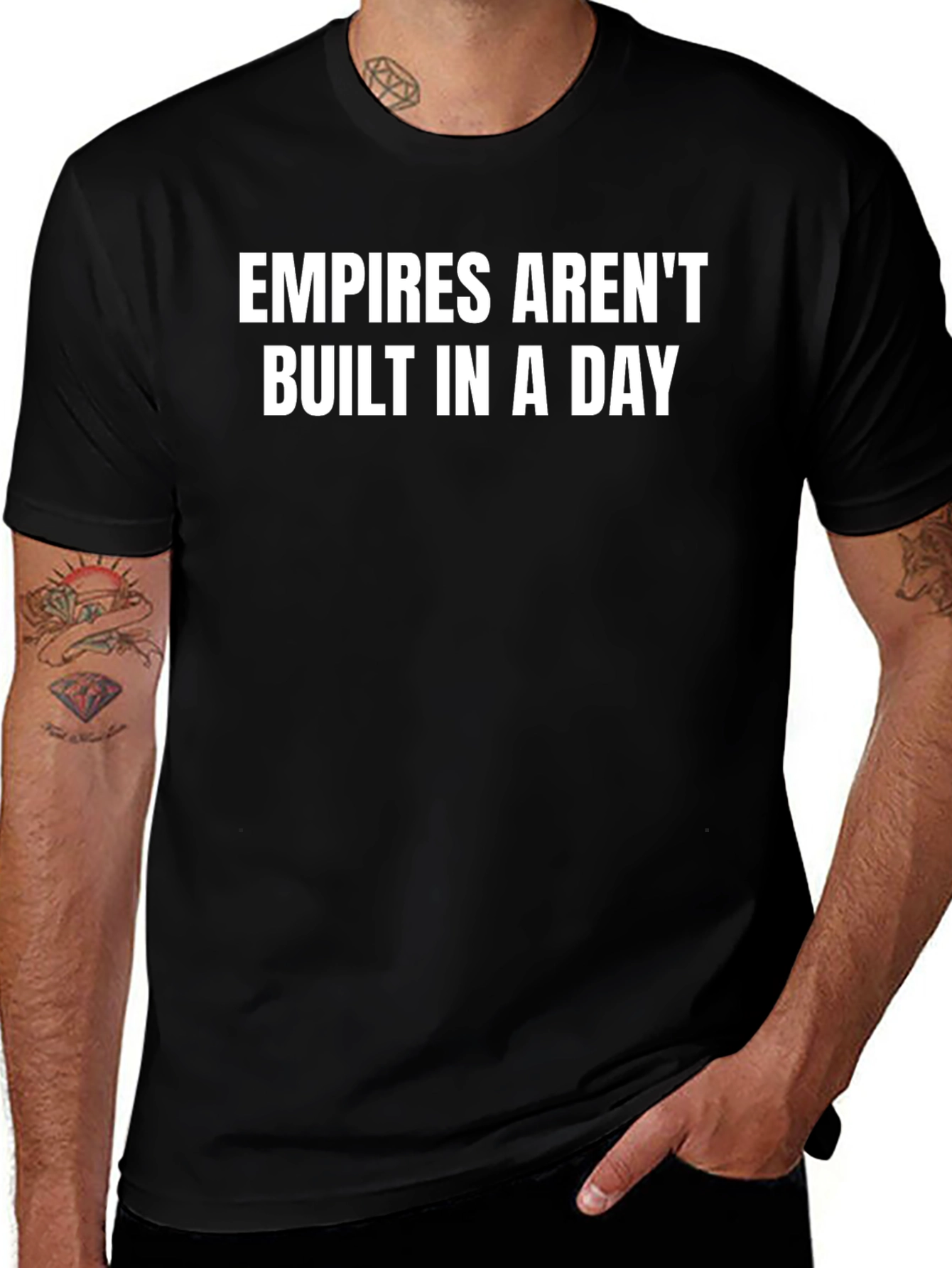Empires Arent Built in a Day Slogan Graphic T-Shirt