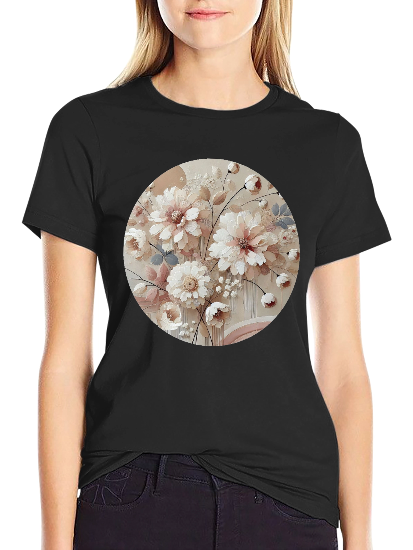 Floral Print Crew Neck T-Shirt