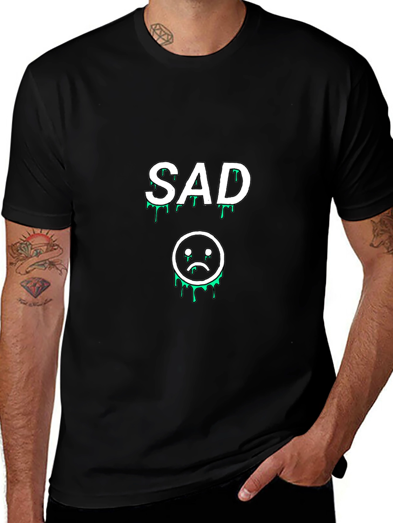 Sad Drip Graphic Black Tee