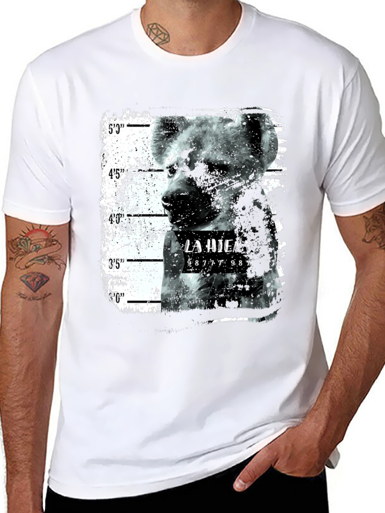 Hyena Mugshot Graphic Tee - Black Unisex T-Shirt
