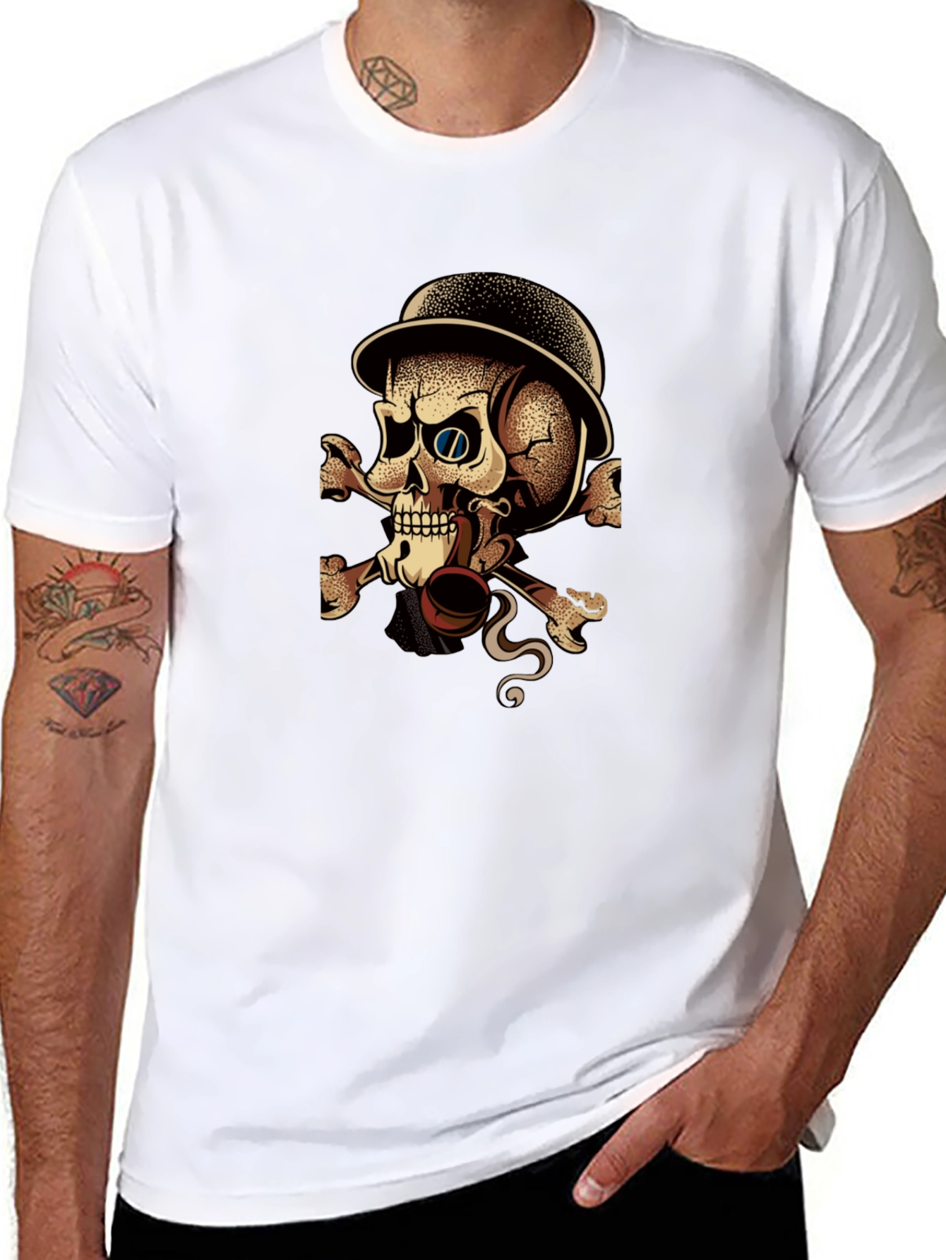 Skull & Crossbones Tee - Edgy Graphic Print T-Shirt