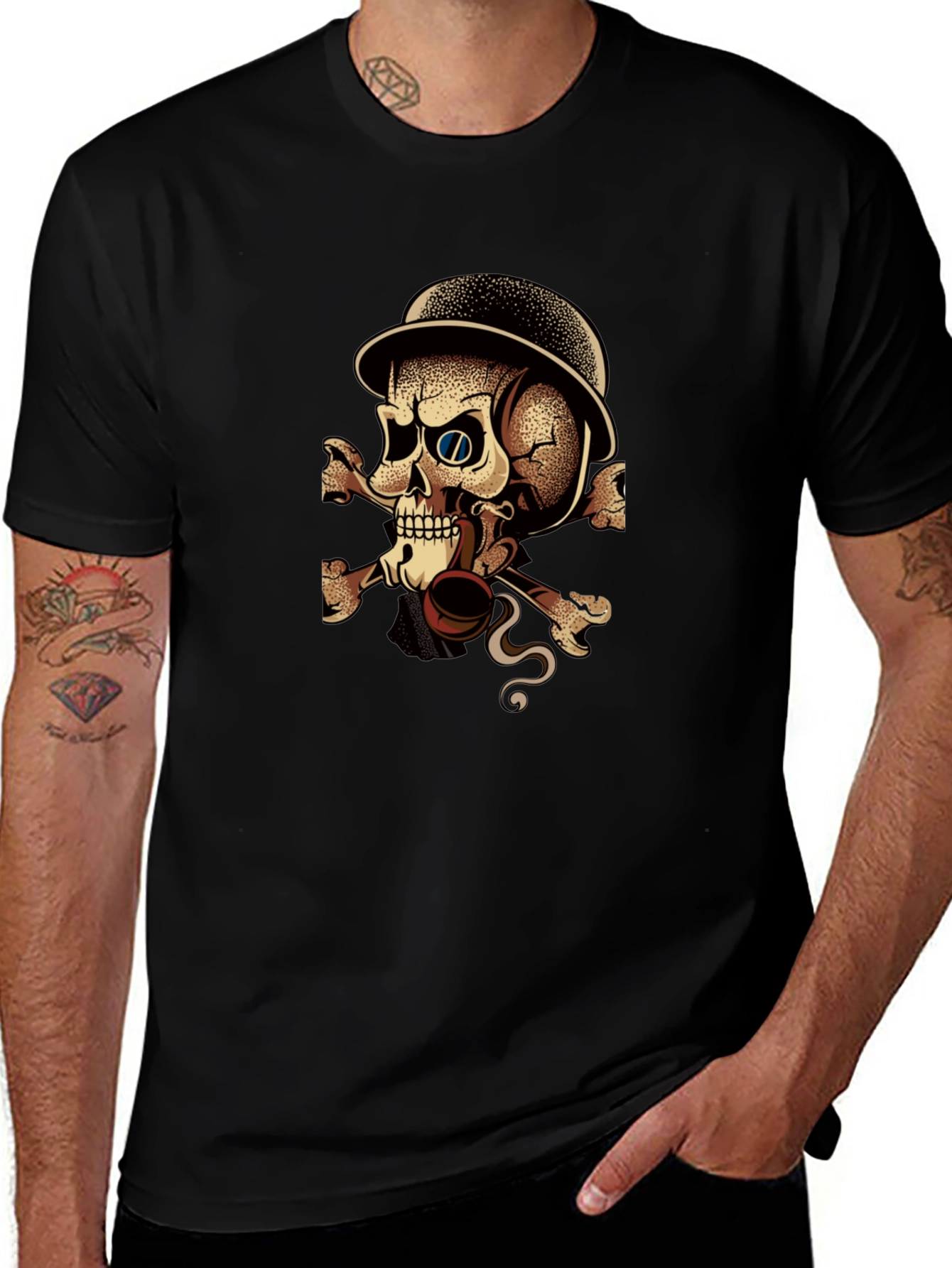 Skull & Crossbones Tee - Edgy Graphic Print T-Shirt