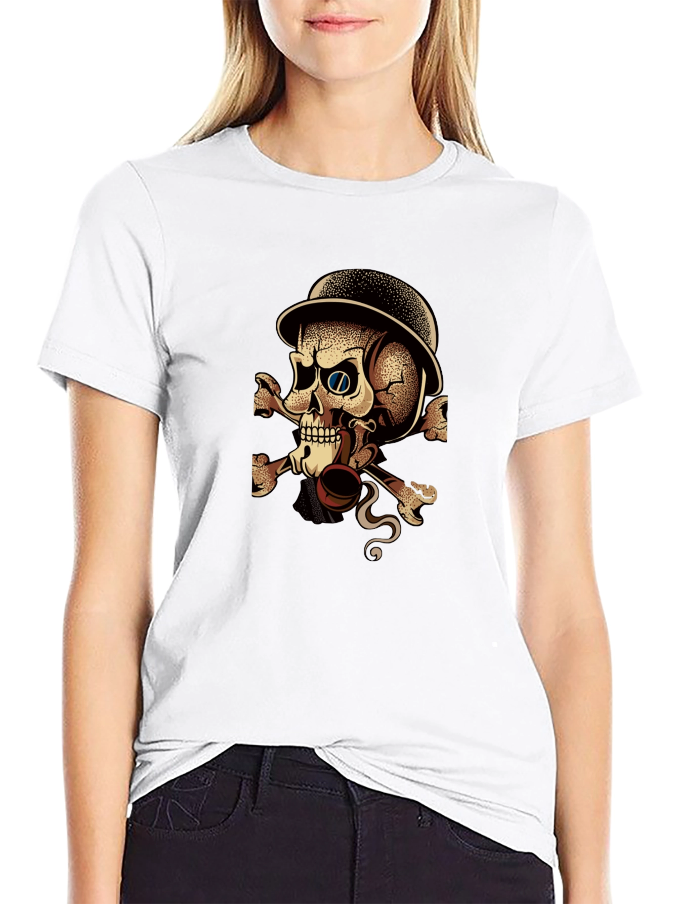 Skull & Crossbones Tee - Edgy Graphic Print T-Shirt