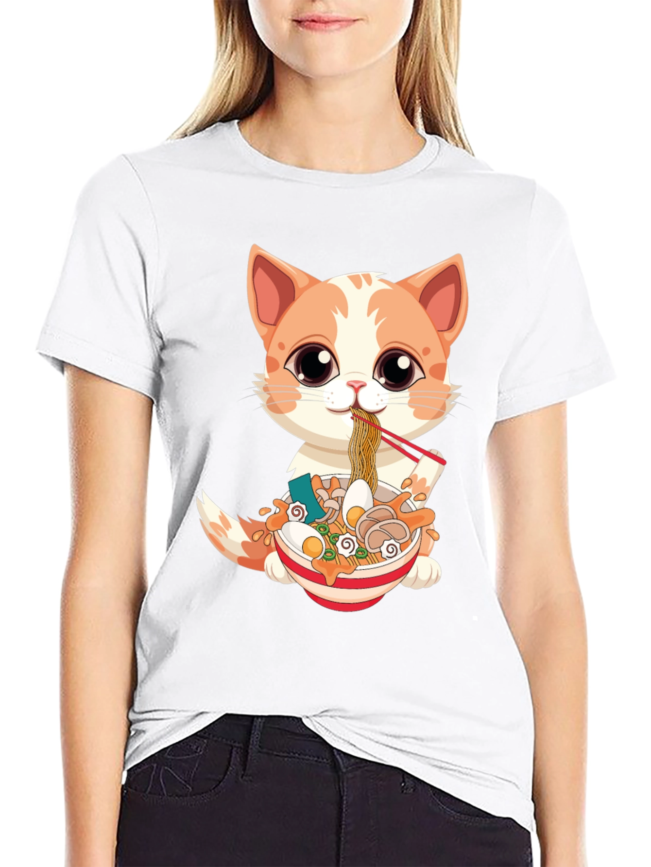 Cat Ramen T-Shirt - Cute Anime Style
