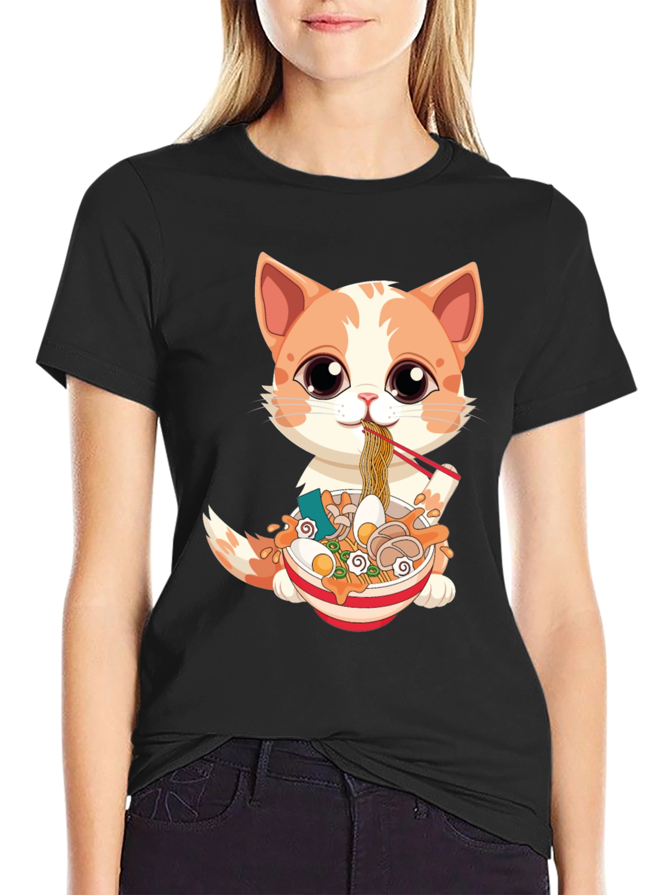 Cat Ramen T-Shirt - Cute Anime Style