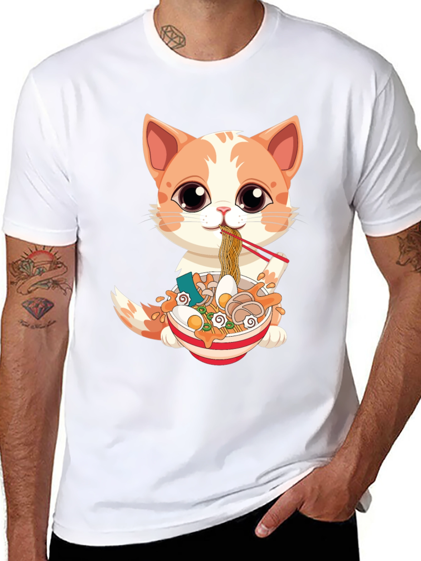 Cat Ramen T-Shirt - Cute Anime Style