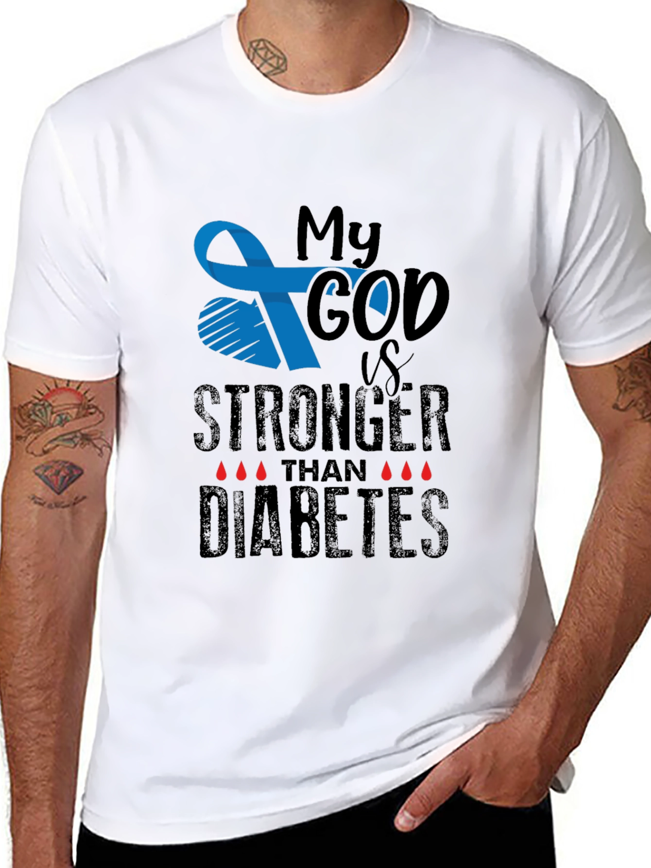 My God is Stronger Than Diabetes Awareness T-Shirt