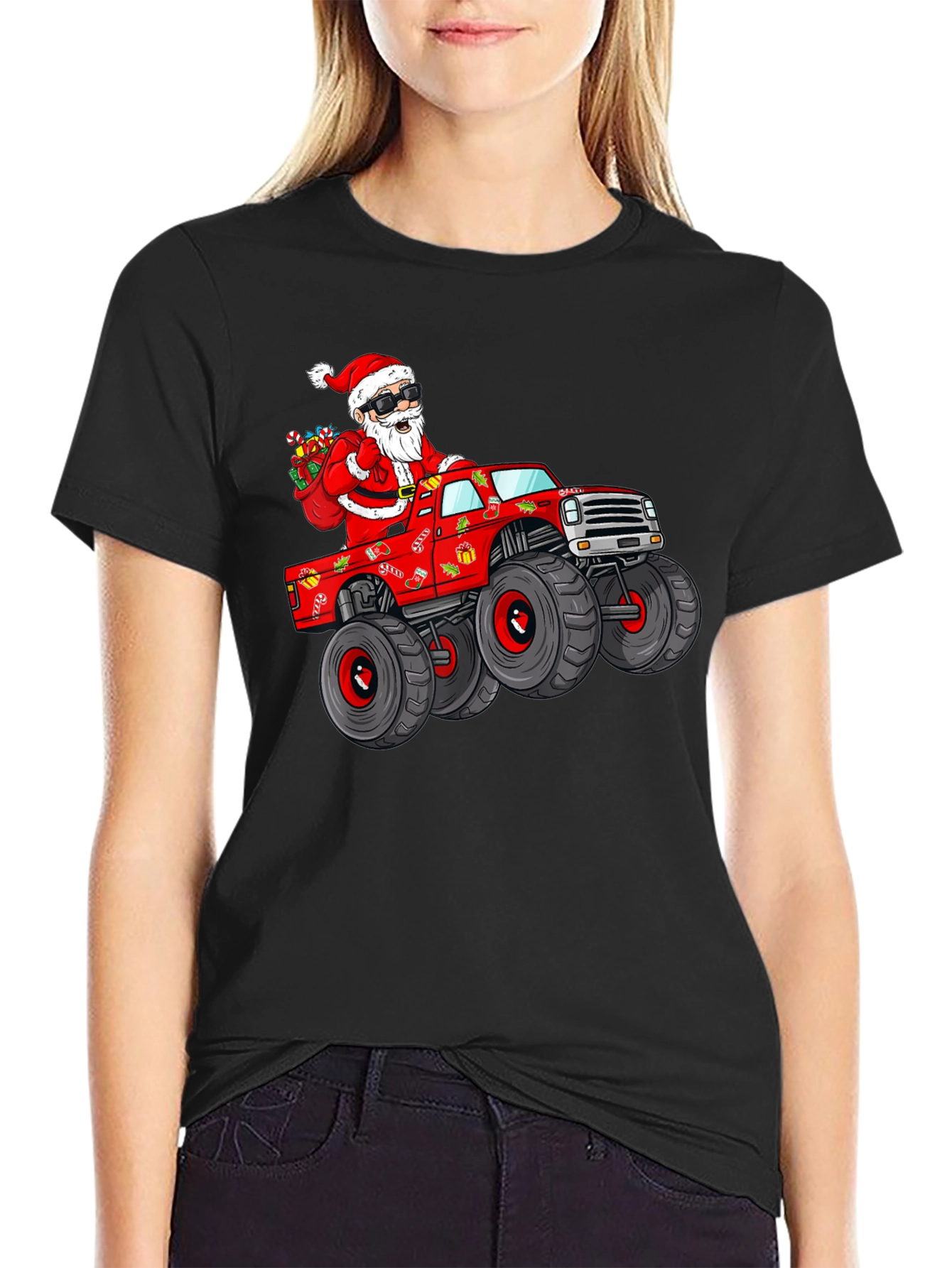 Santa Monster Truck Graphic T-Shirt