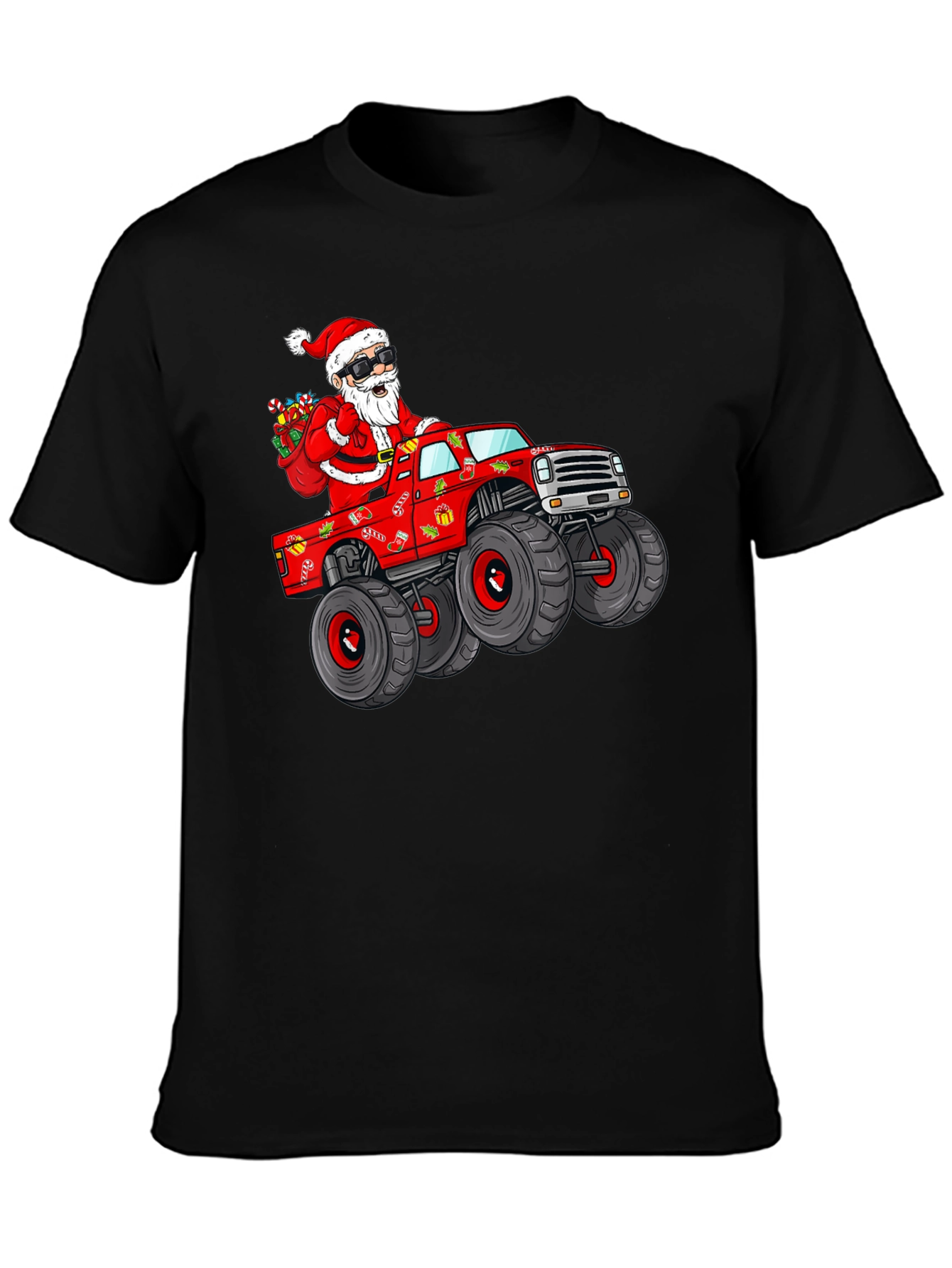 Santa Monster Truck Graphic T-Shirt
