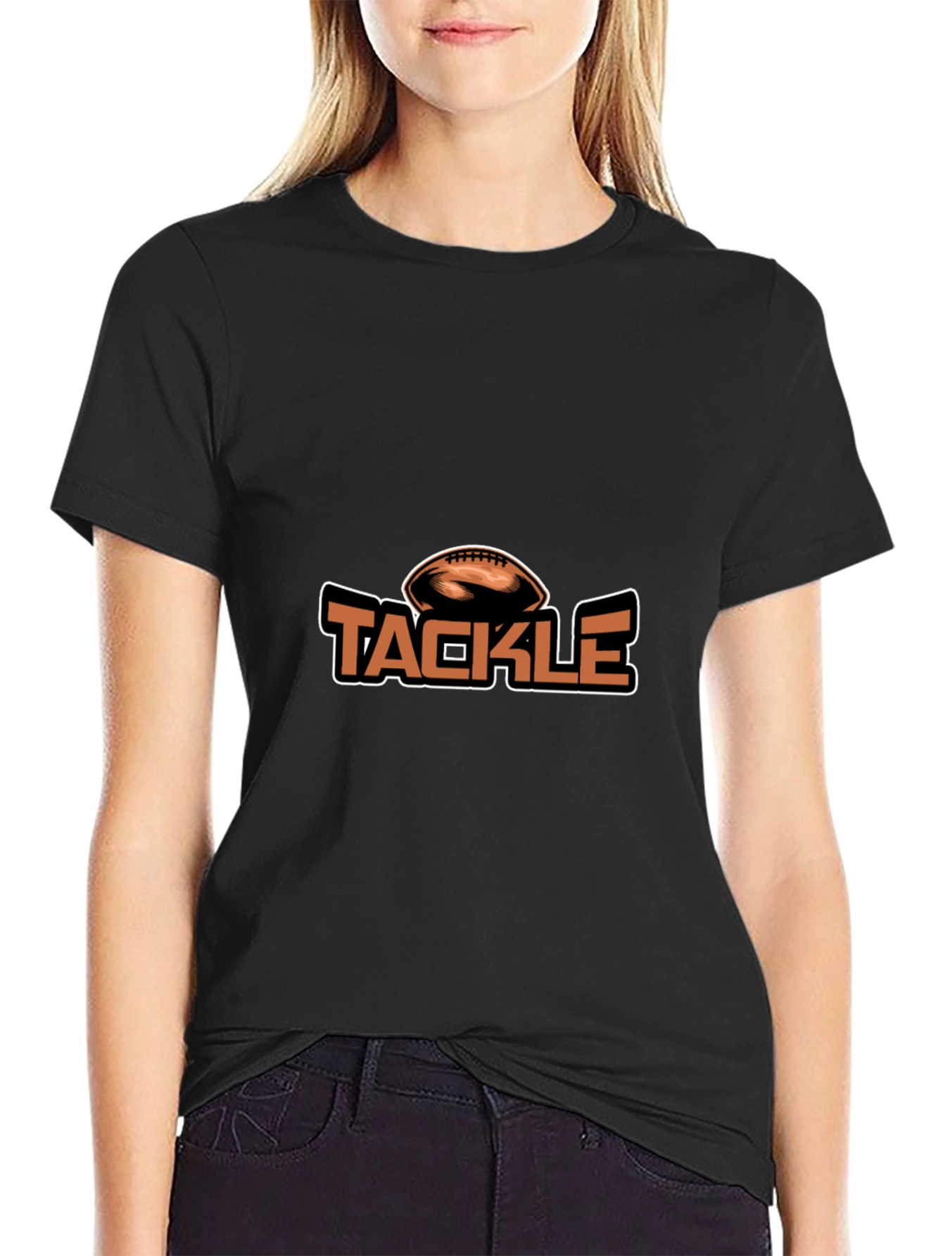 Tackle Football Graphic Tee - Black Cotton Blend