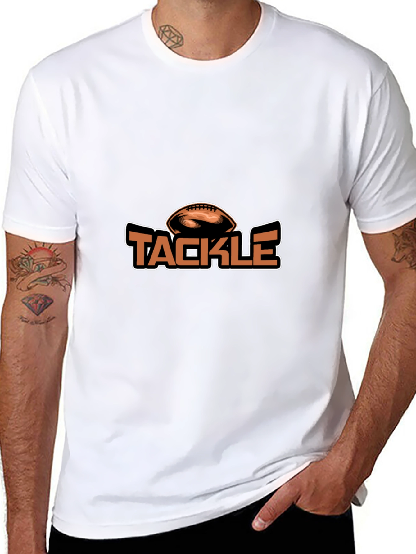 Tackle Football Graphic Tee - Black Cotton Blend
