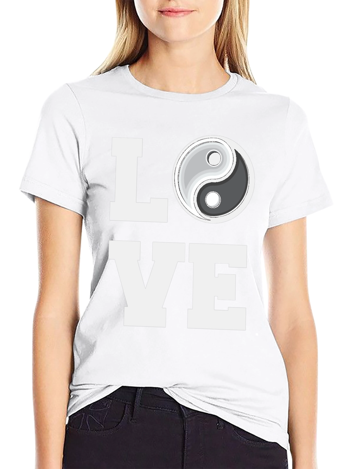 Yin Yang Love Graphic Tee - Trendy Black T-Shirt