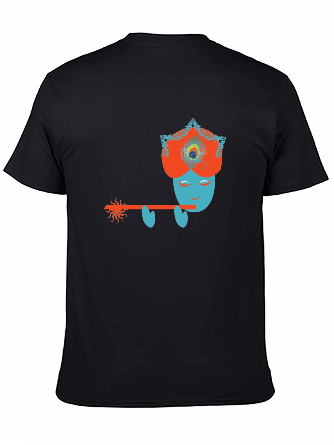 Krishna Flute Player Graphic Tee - Mens Black T-Shirt