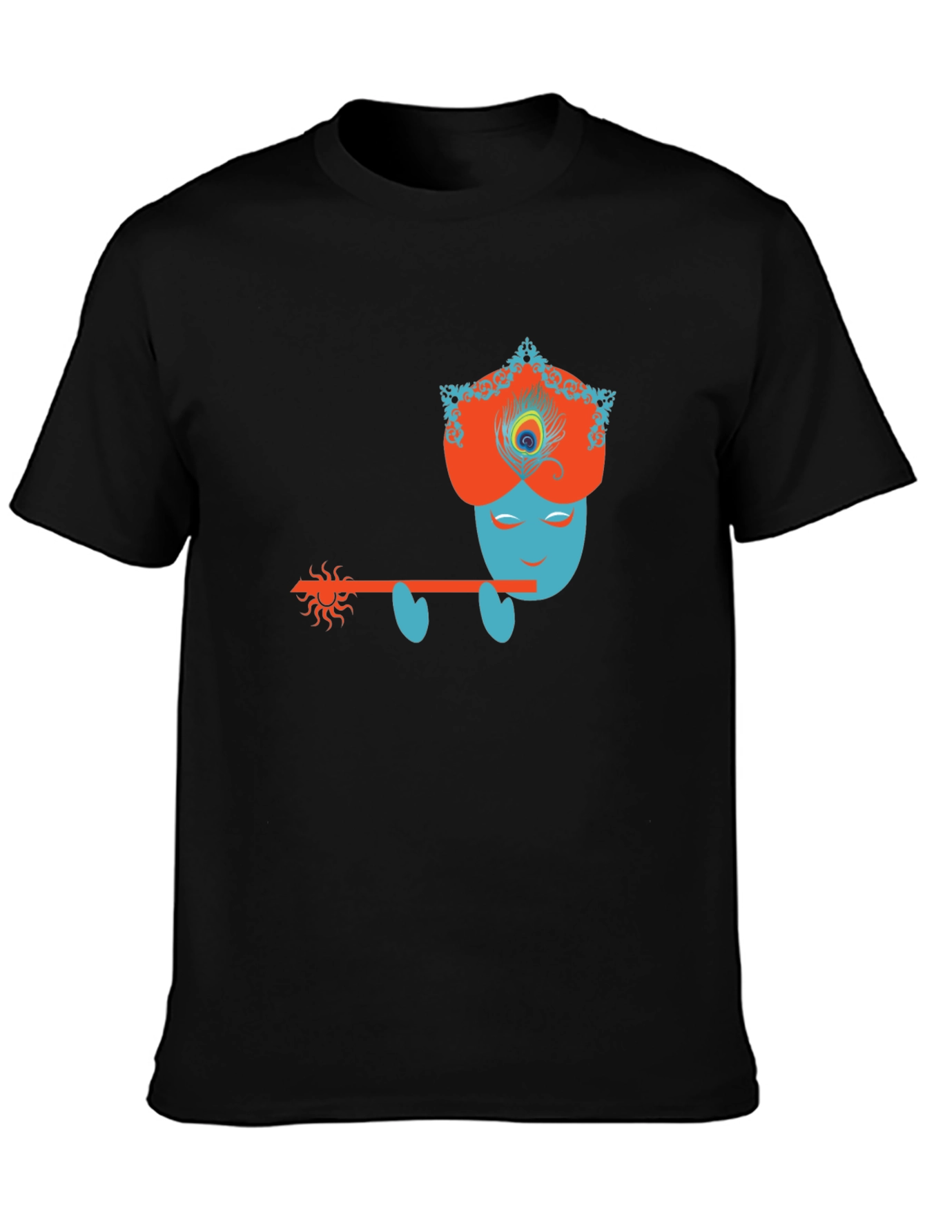 Krishna Flute Player Graphic Tee - Mens Black T-Shirt