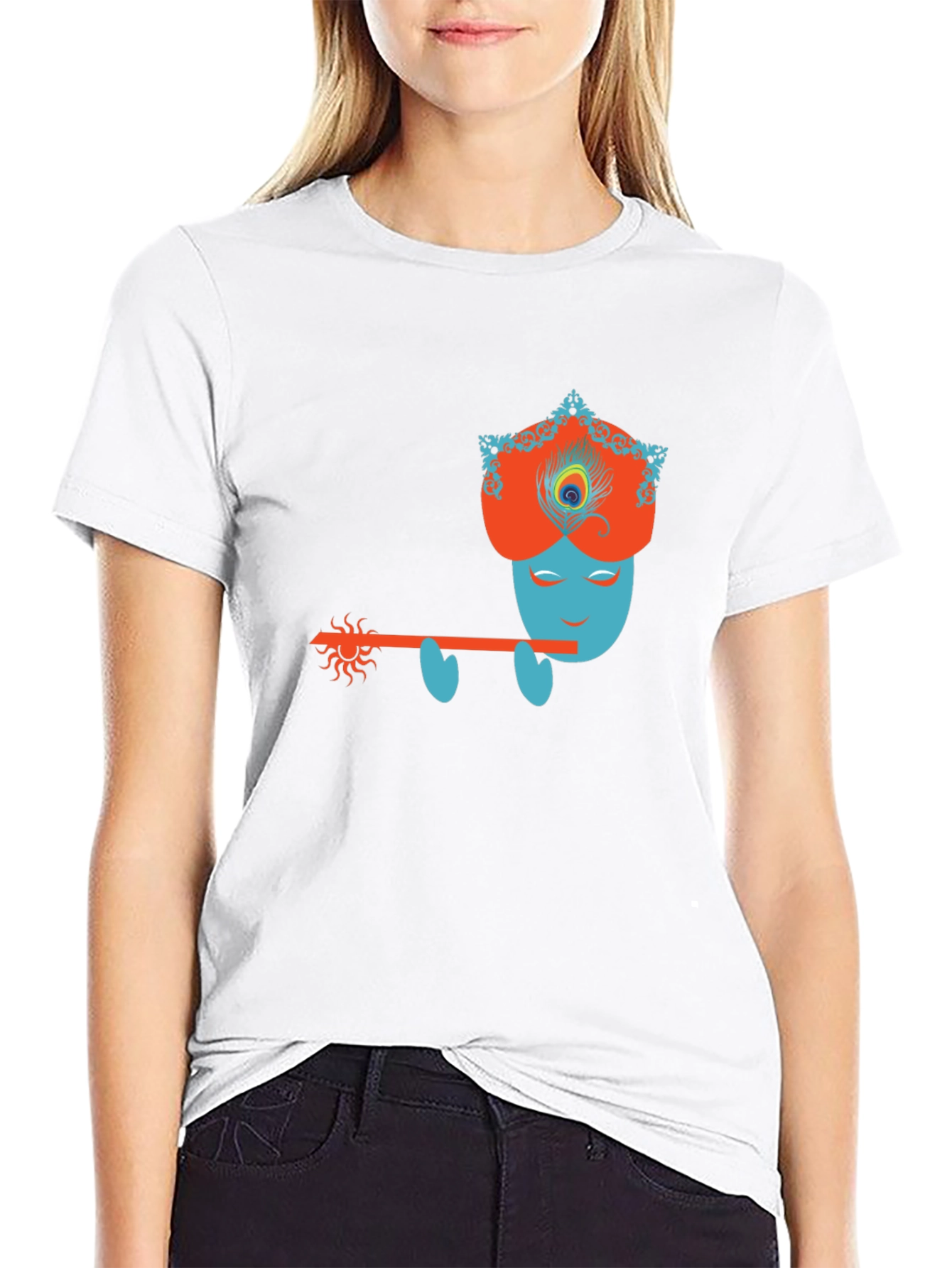 Krishna Flute Player Graphic Tee - Mens Black T-Shirt