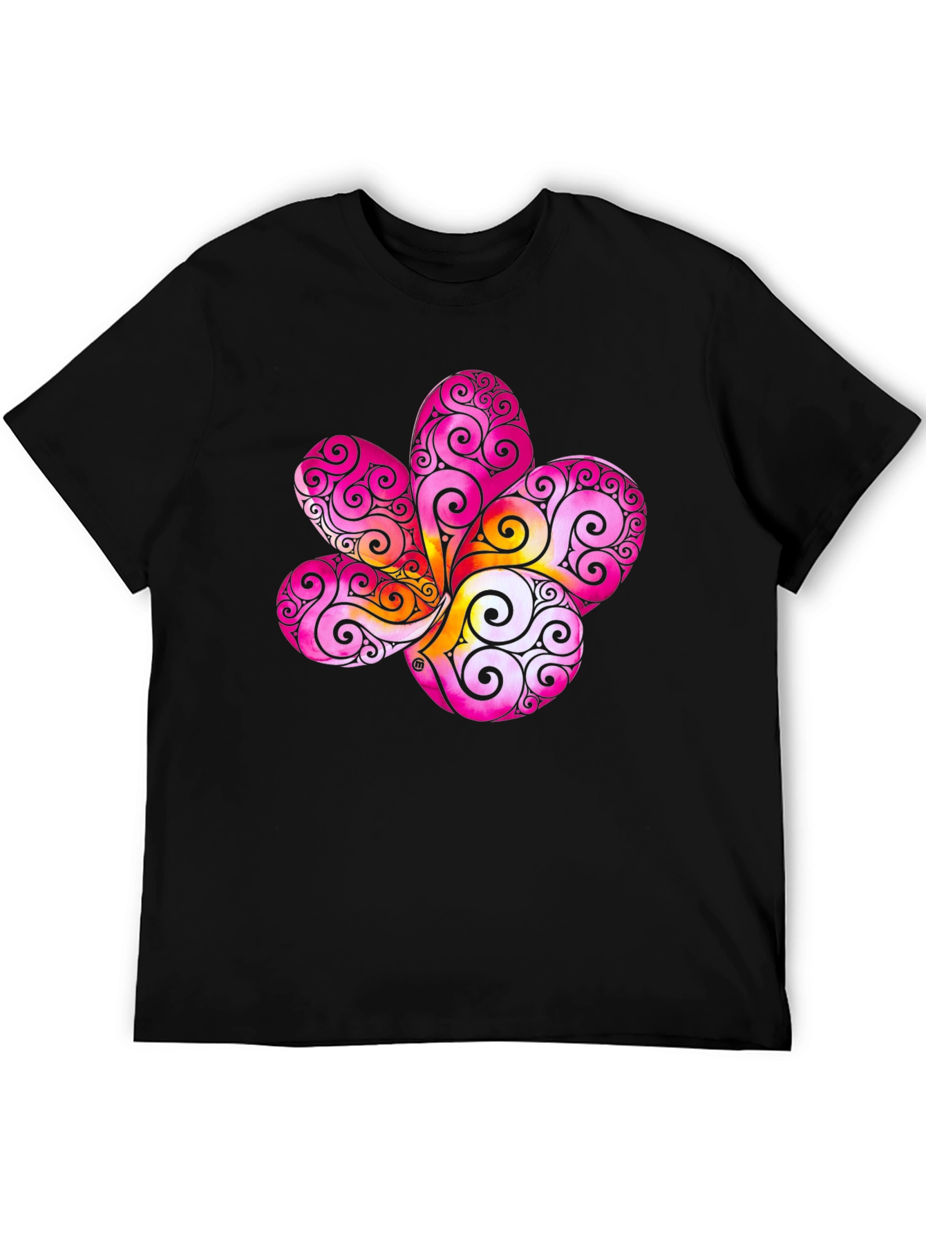Floral Swirl Graphic Black T-Shirt
